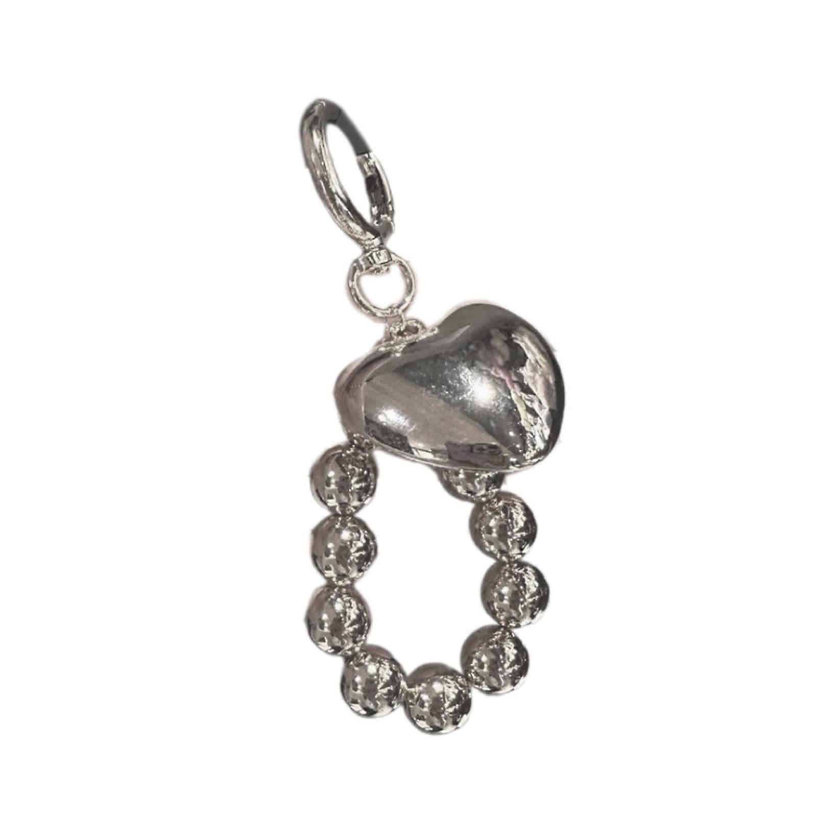 Unique Key Chain with Imitation Pearl Eye Catching Heart Keyring Accessory Key Chain Decoration Phonechain Pendant Silver
