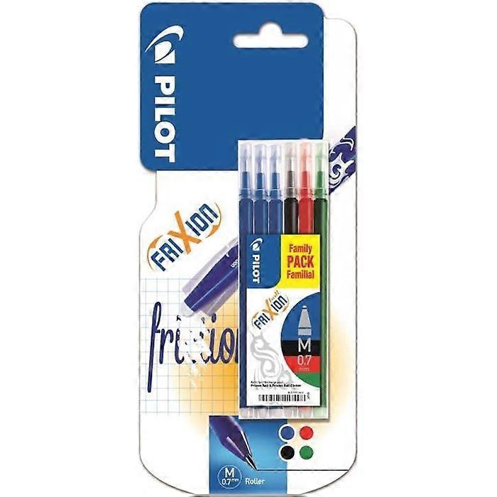 PILOT - Caisse de 6 recharges Frixion Ball / Clicker - Pointe Moyenne - Encre noire / rouge / verte / bleue