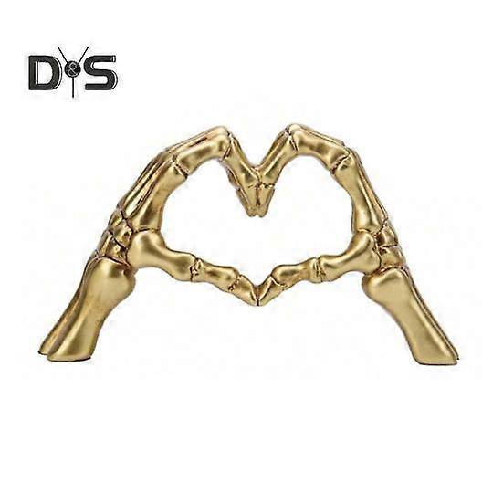 Love Heart Skeleton Hand Figurine Heart-shaped Gesture Resin Sculpture Statue Sculpture Home Office Desktop Decoration Ornament Christmas Gift