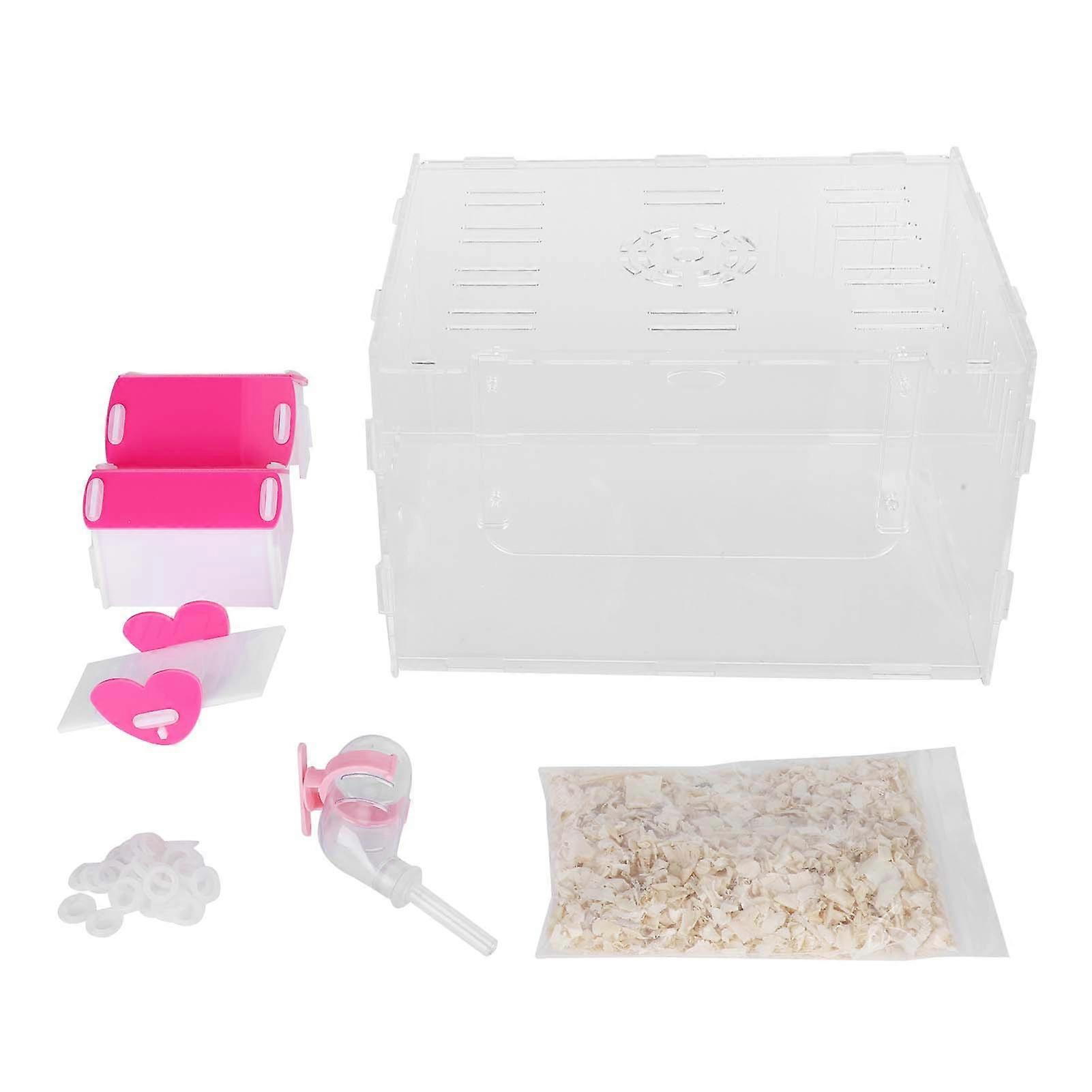 Acrylic Pet Cage for Hamsters, Transparent Single Layer House with Feeding Basin, 17.7 x 11.8 x 11.8 Inch, Durable Design