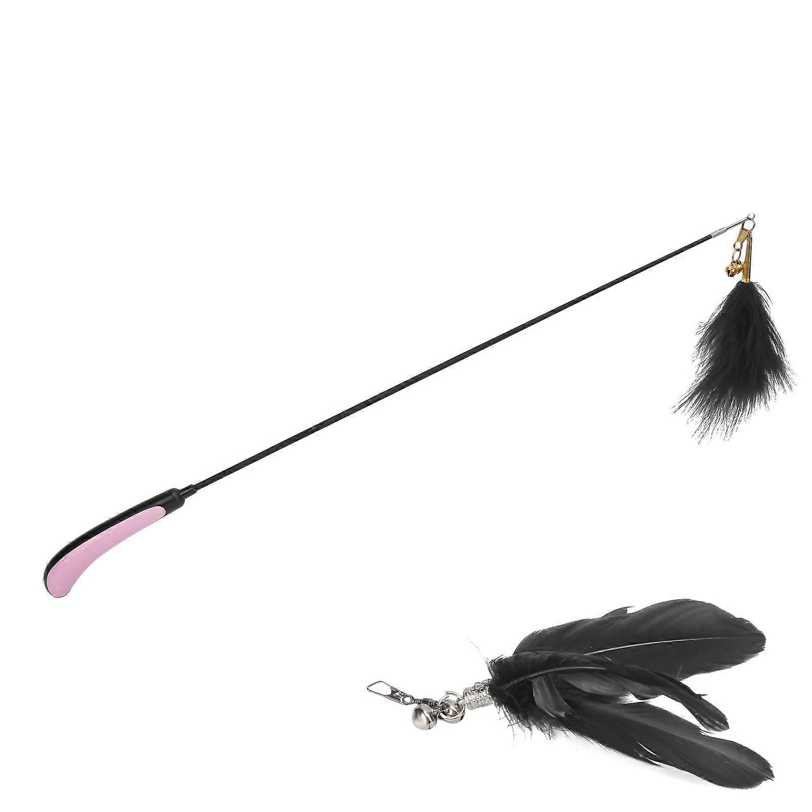 Cat Wand Retracable Cat Feather Stick Toy with Bells Cat Teaser for Kitten Playing