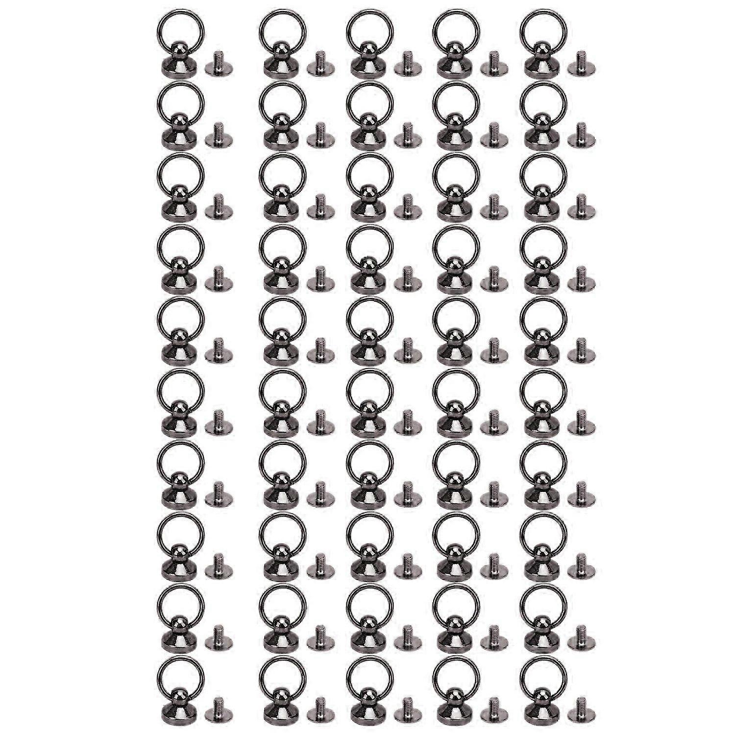 50 Sets Pull Ring Rivet 10x9mm Zinc Alloy Screwback Round Head Rivets with 5.5mm Iron Screws for Pho