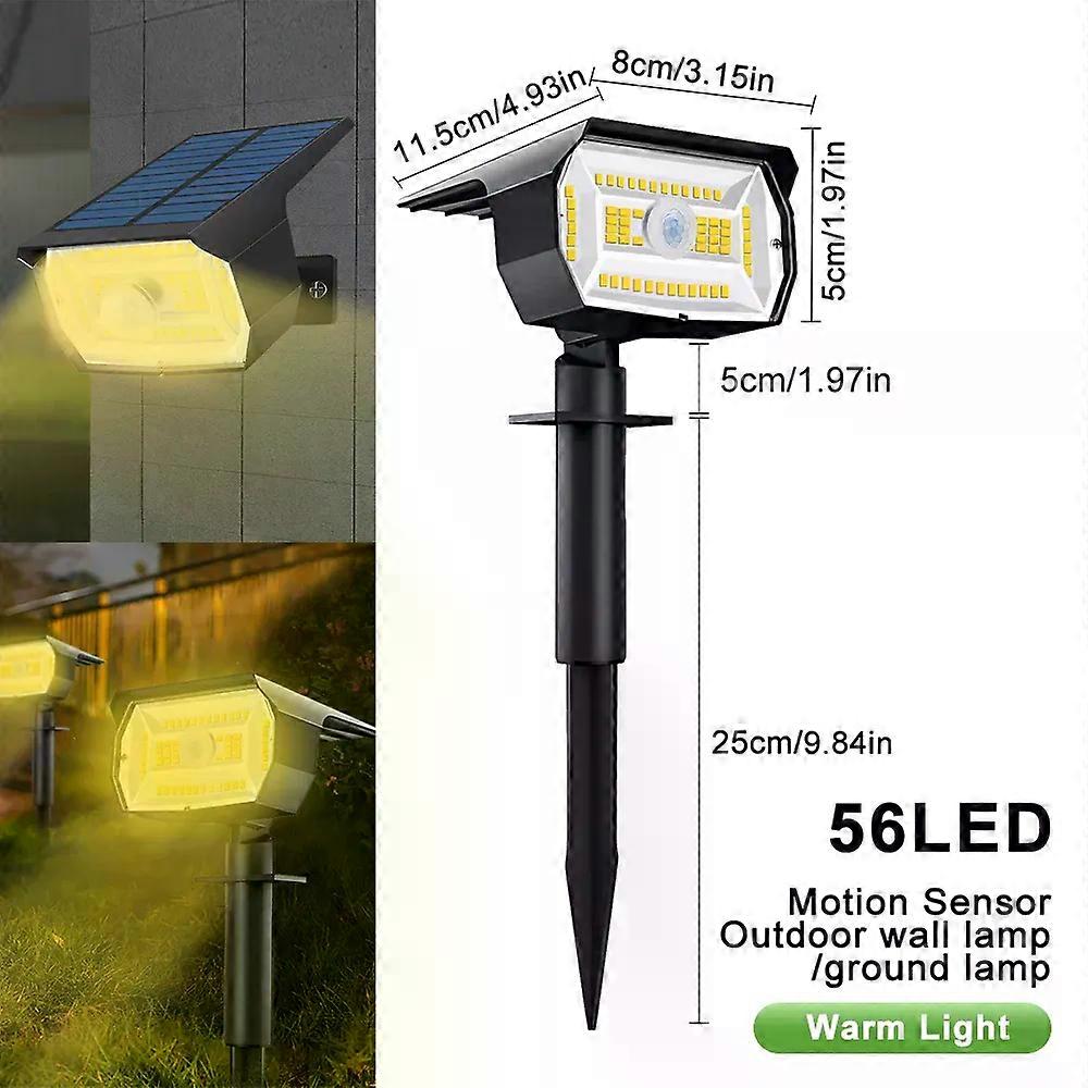 Solar Landscape Spotlights Outdoor Waterproof Motion Sensor 3 Mode Solar Wall Garden Powered Lights Yard Porch Pathway
