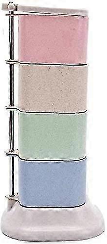 Spice Storage Rotating Spice Pot Set, 4 In 1 Spice Box, Wheat Straw Kitchen Spice Container