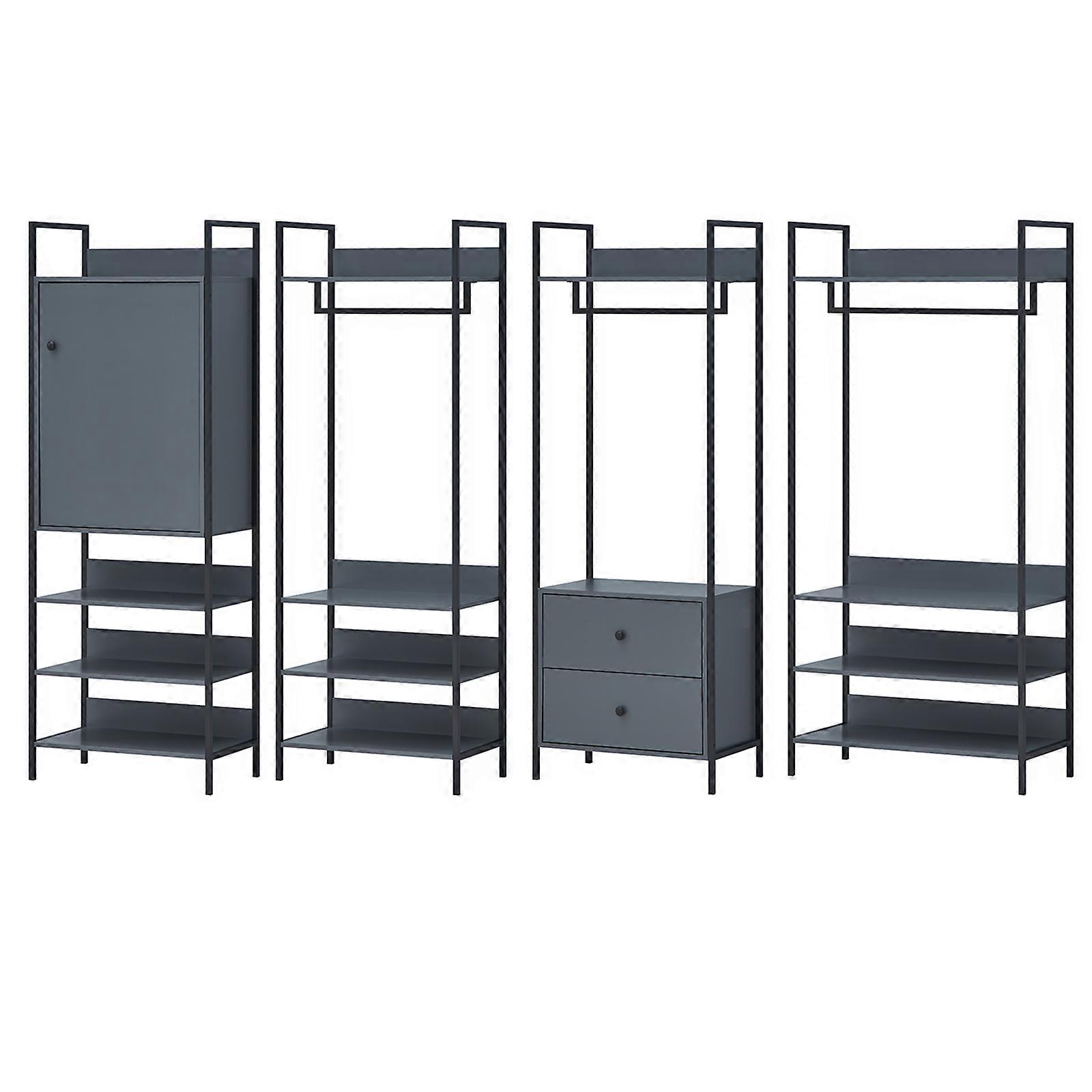 4 Piece Wardrobe Set with Open Shelves, Drawers & Hanging Storage – Multiple Finishes