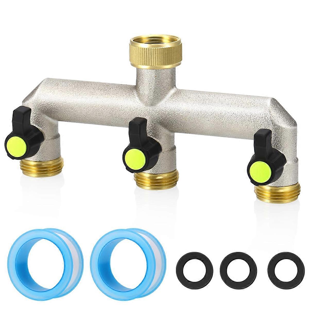 Brass Garden Hose Splitter - Water Hose Splitter 3 Way Heavy Duty