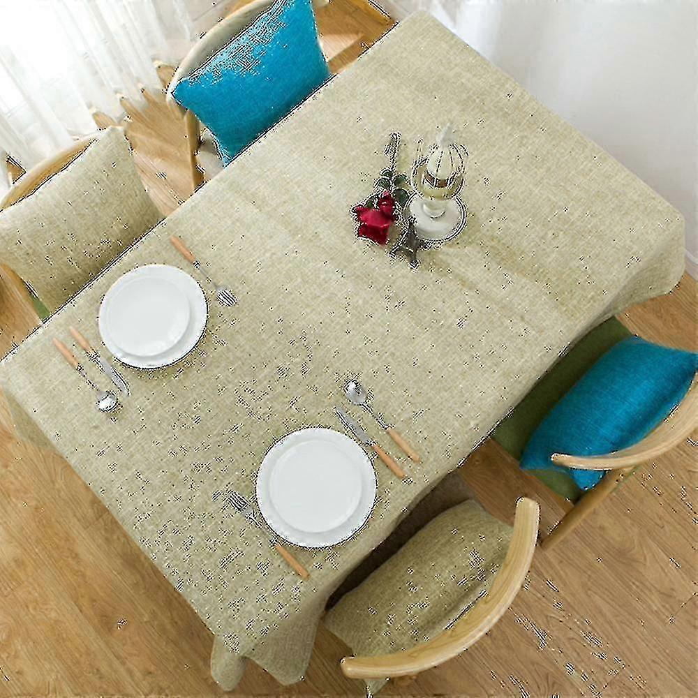 Linen Tablecloth Rectangular Dining Table Cloth Cover Home Decor140x220cmKhaki
