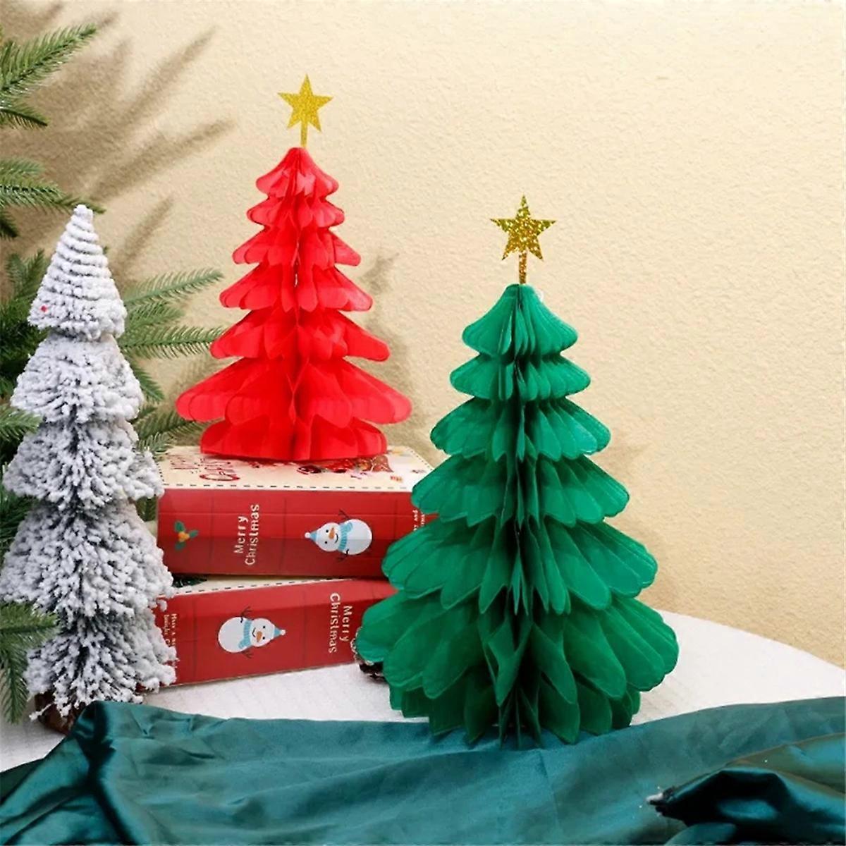 12PCS Christmas Tree Paper Honeycomb Pendant Table Decoration A