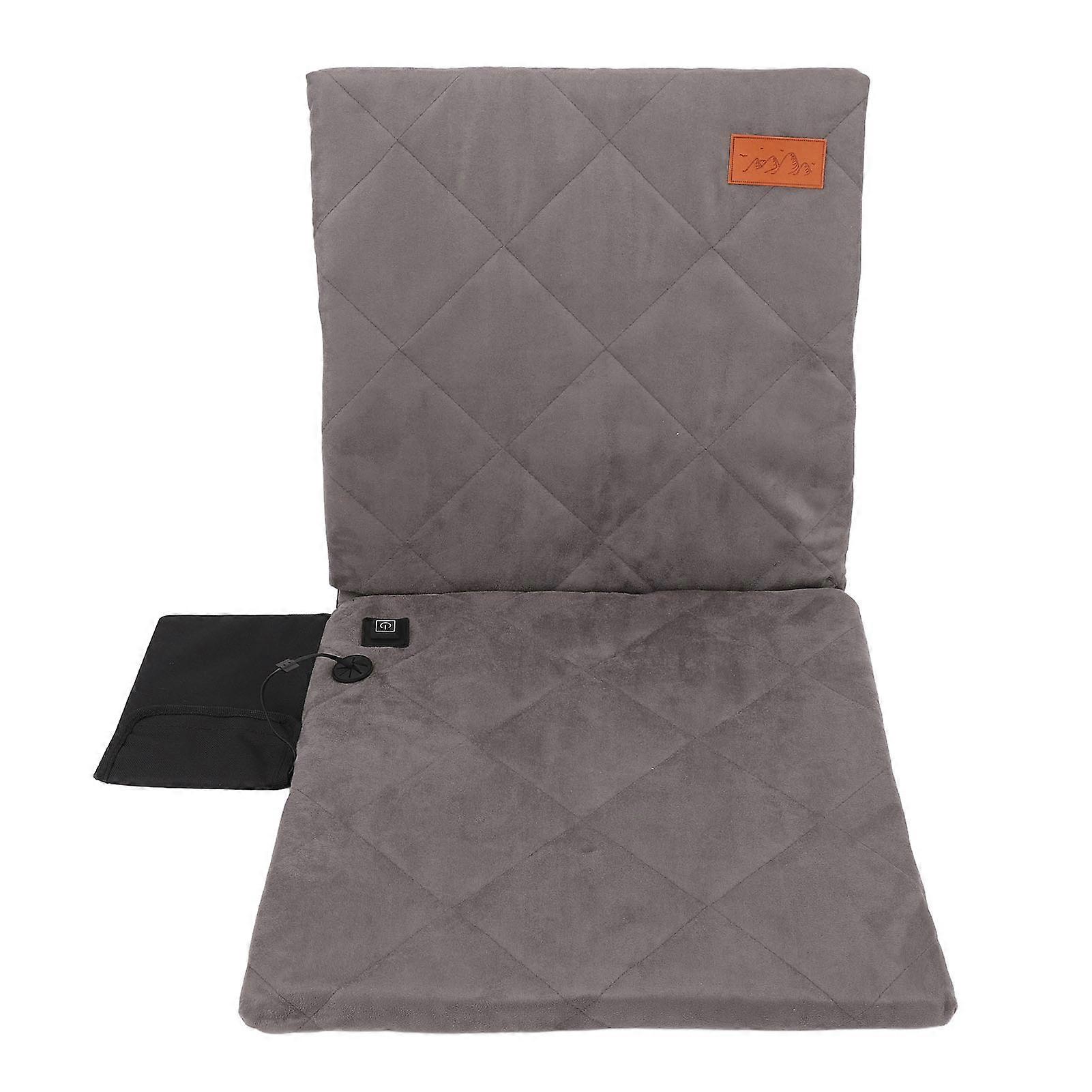 Portable Heated Seat Cushion Foldable Heating Pad Indoor Outdoor Use Grey Comfortable Design Adjustable Temperature Easy Storage Soft Fabri
