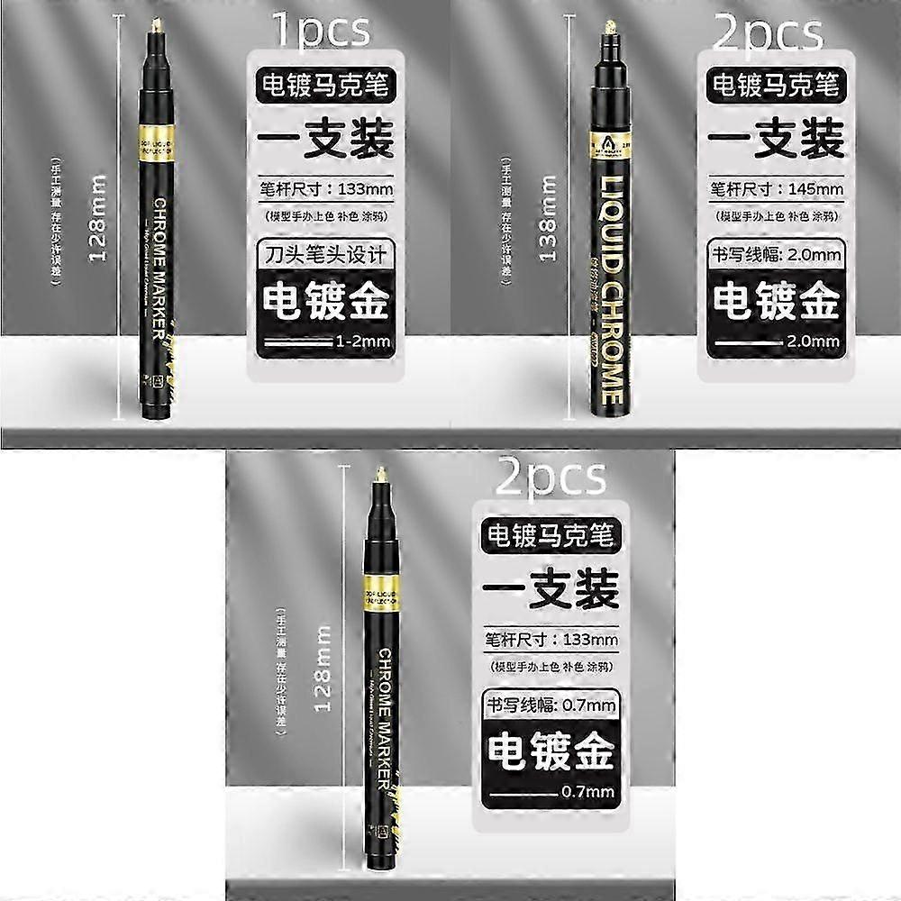 5 stk. gullfargede malingstusjer - 3 størrelser