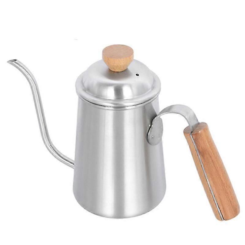 650Ml Thickened Stainless Steel Gooseneck Spout with Wooden Handle Coffee Kettle Household Camping