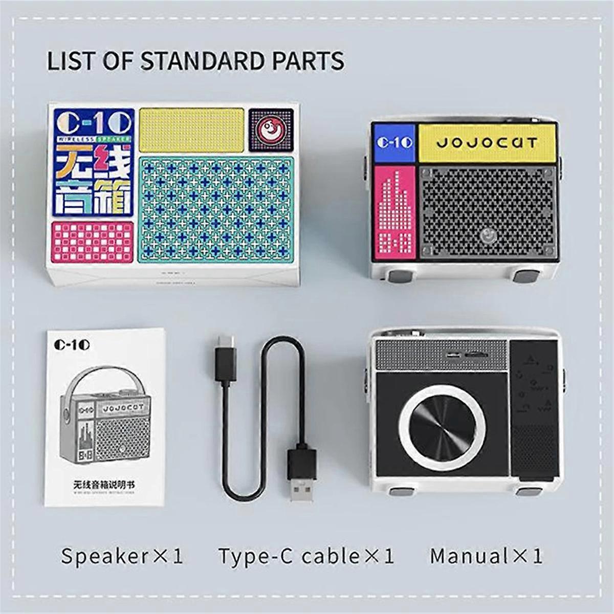 JOJOCAT Bluetooth Speaker Rechargeable Wireless Speaker,White