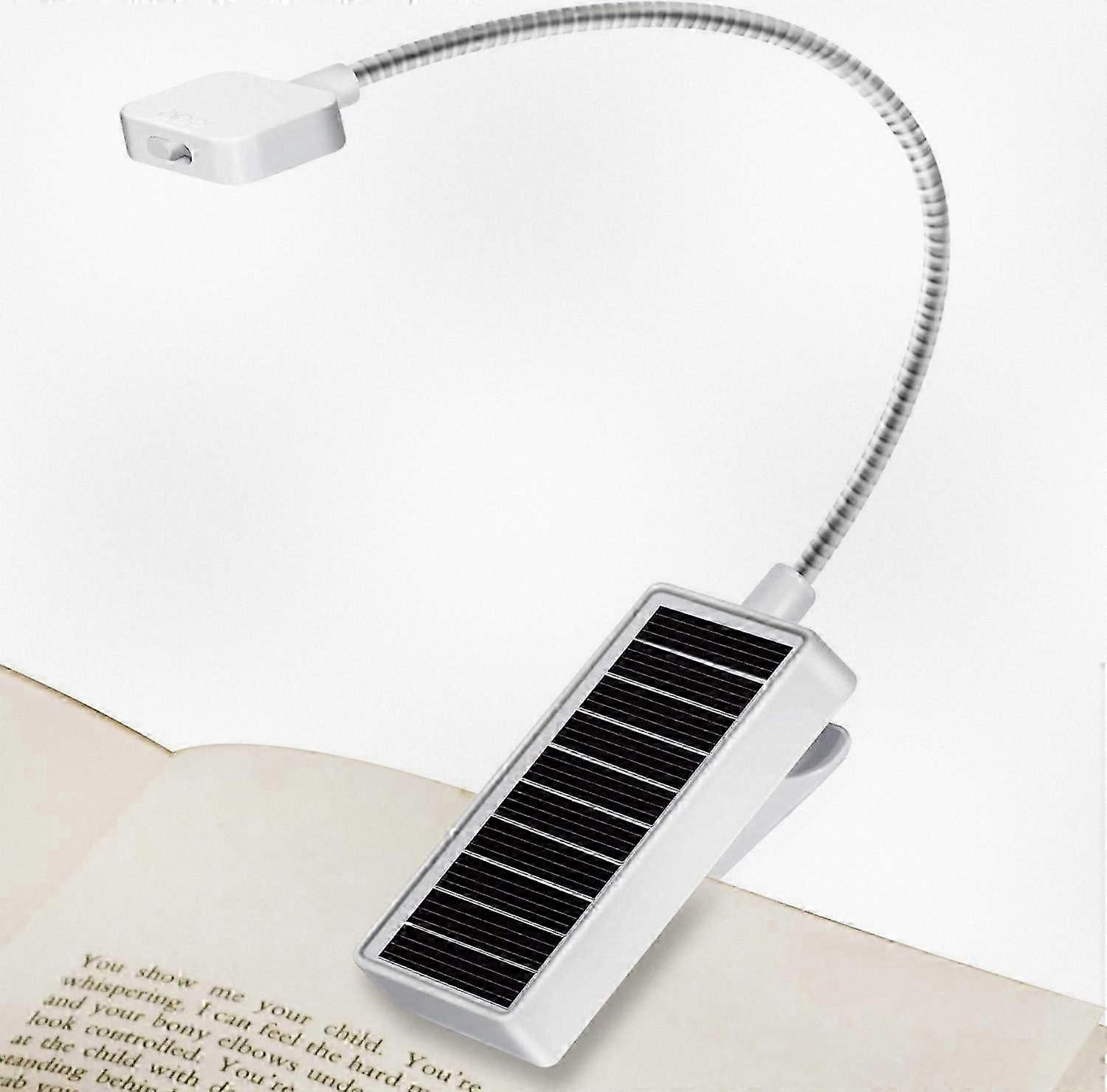 USB Rechargeable Solar Reading Light with Flexible Clip for Books