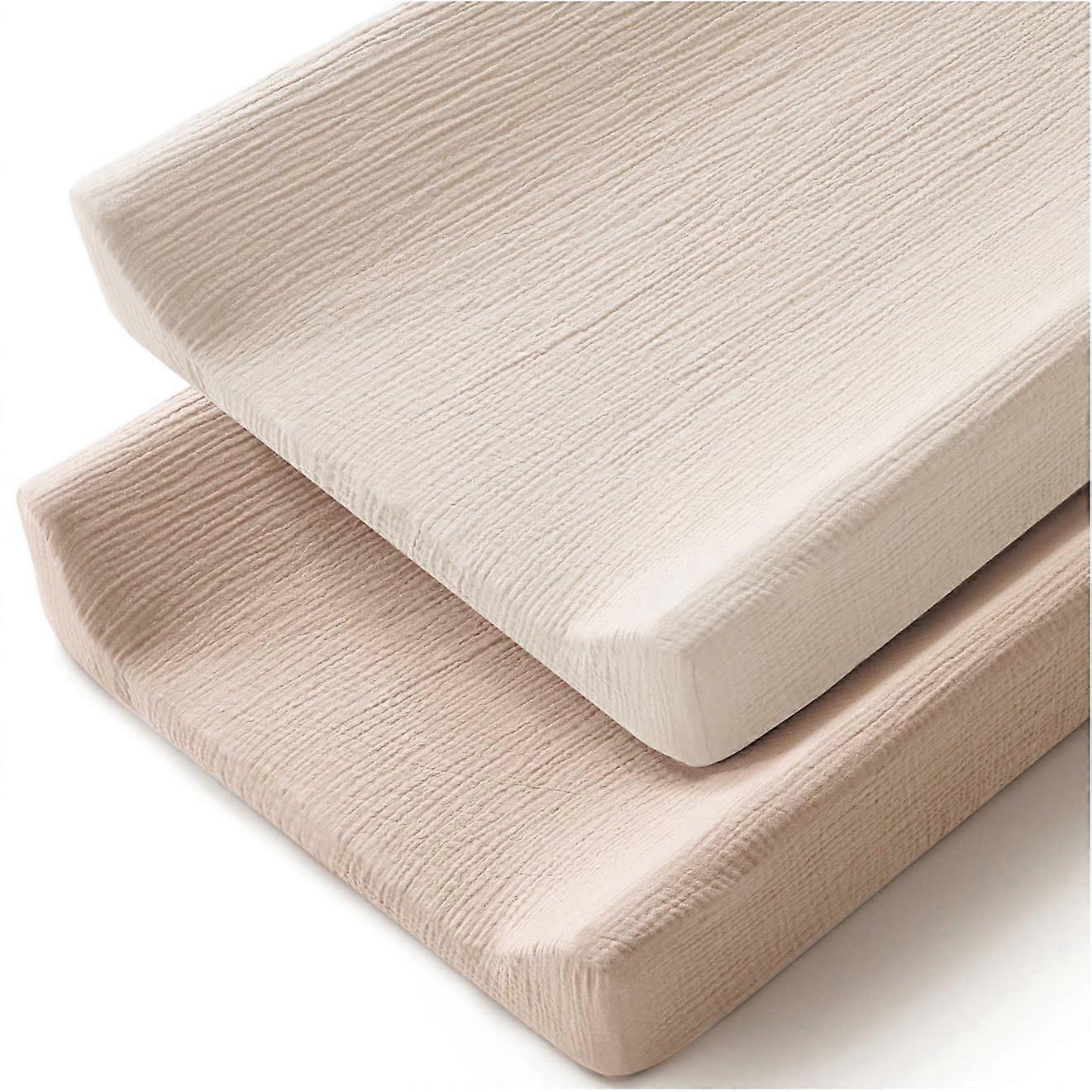 2 Pack Unisex Baby Muslin Cotton Changing Pad Covers, Soft and Breathable, 32"x16" Fits Standard Changing Tables
