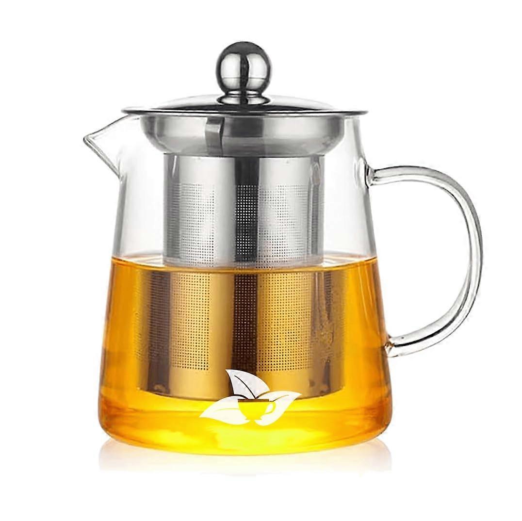 Borosilicate Glass Teapot with Removable Stainless Steel Infuser, Non-Drip Spout, 1.5L Capacity, Heat Resistant