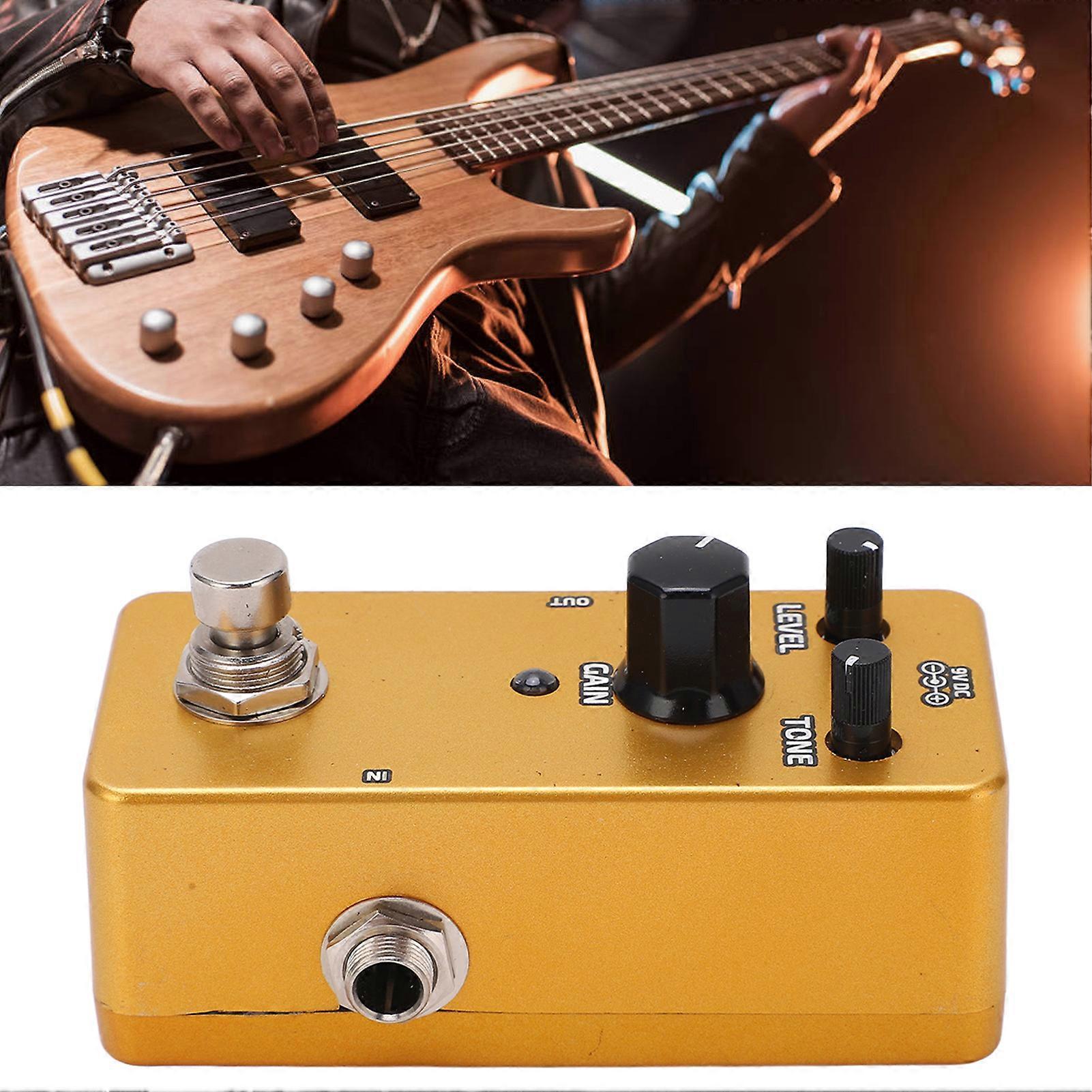Classic Mini Distortion Pedal Yellow Metal Shell 3 Button Effect