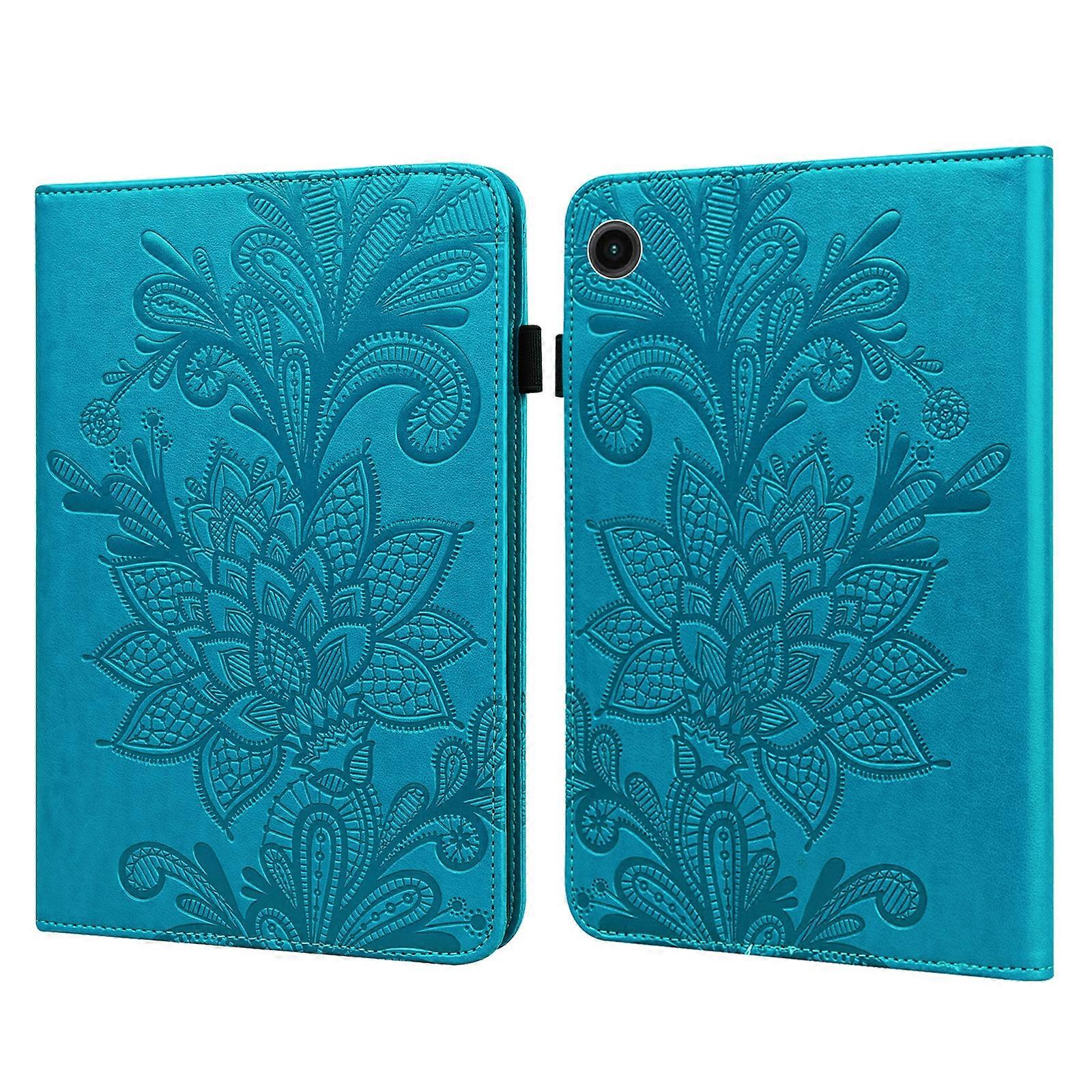 Spitze Blume Prägemuster PU Tablet Hülle