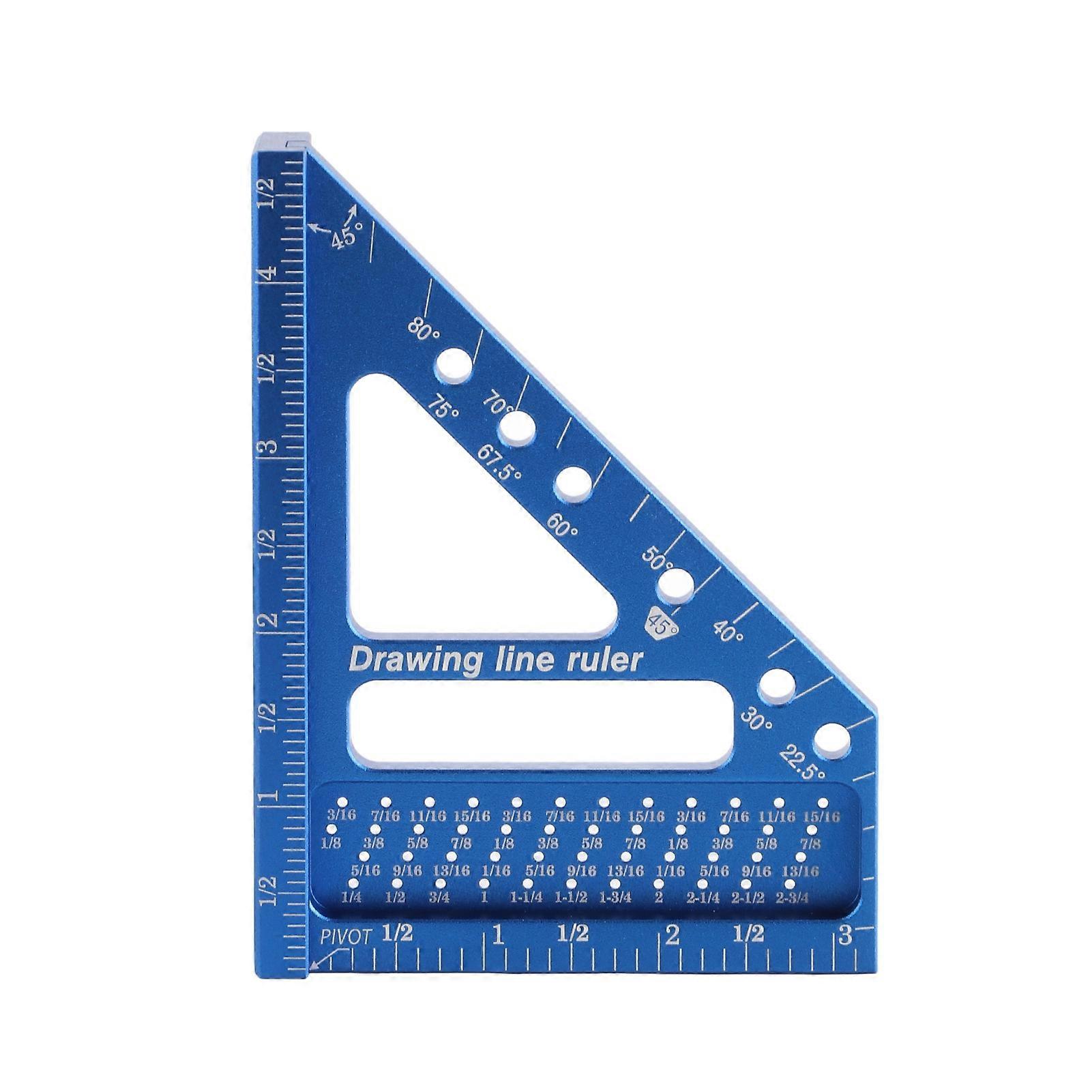 3D Multi Angle Square Ruler Woodworking Miter Triangular Protractor 45 90 Degree Measuring Hole Scribing Aluminum Alloy