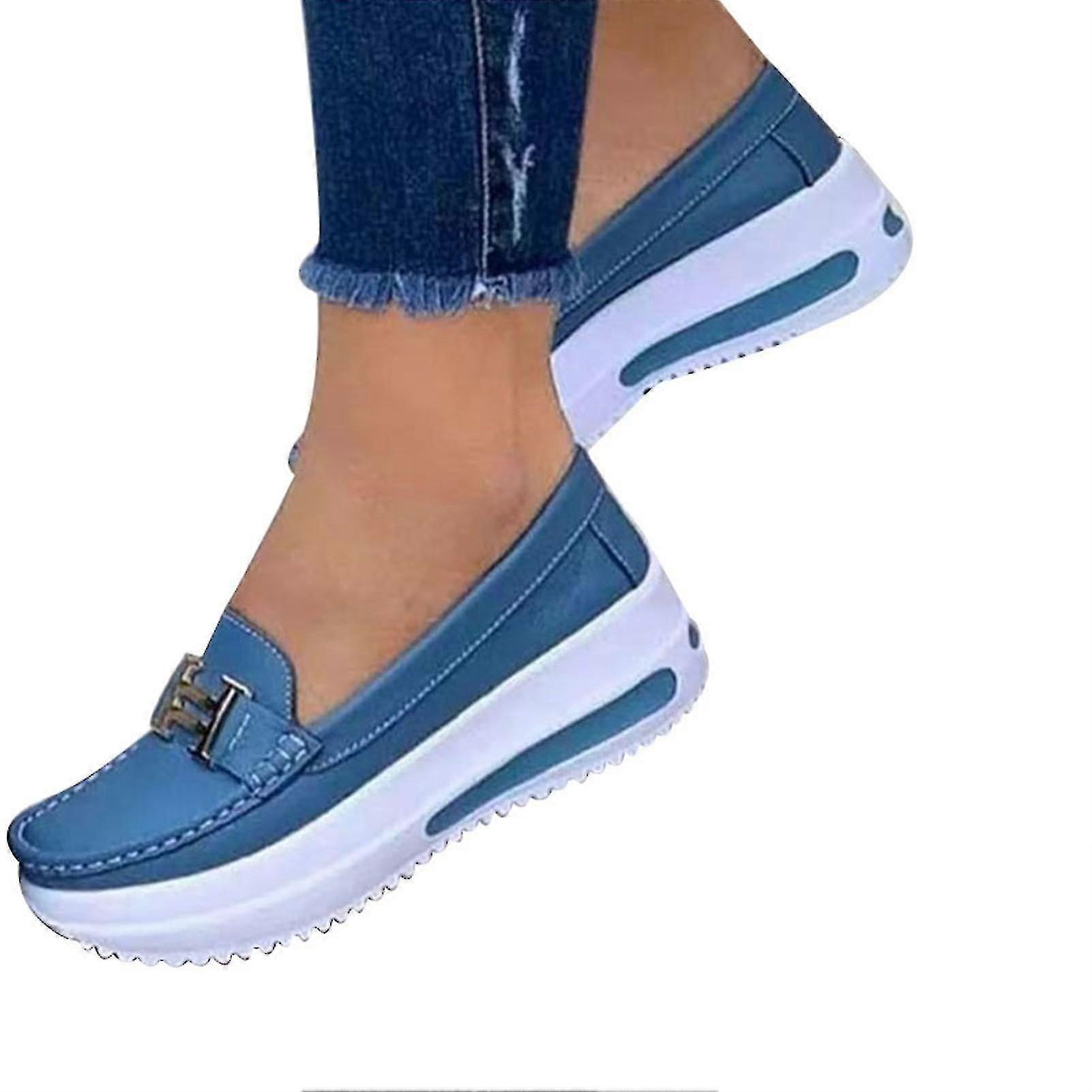 Confortabil Platforma mocasini pentru femei Casual Flat Pu pantofi de mers pe jos Vintage