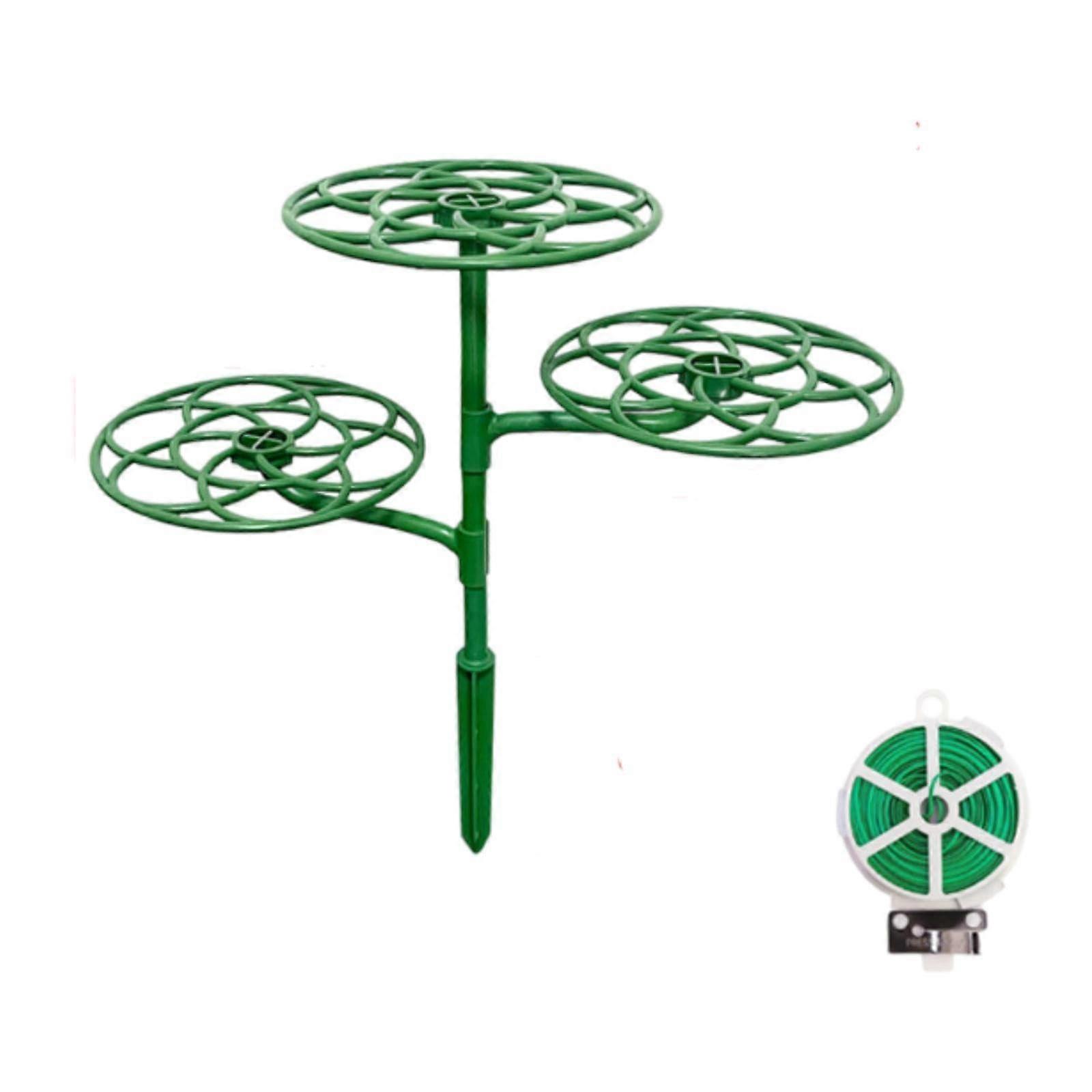 Support Stakes for Garden Plants, 3-Tier Peony Support Structure, Indoor & Outdoor Use with Metal Wire, Durable Design