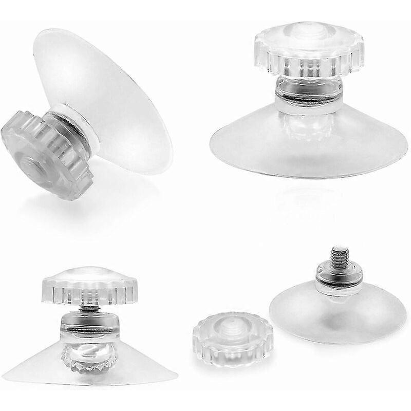20 x Suction cups with thread and knurled nuts  45 mm, transparent, for car, camping, window, sun visor