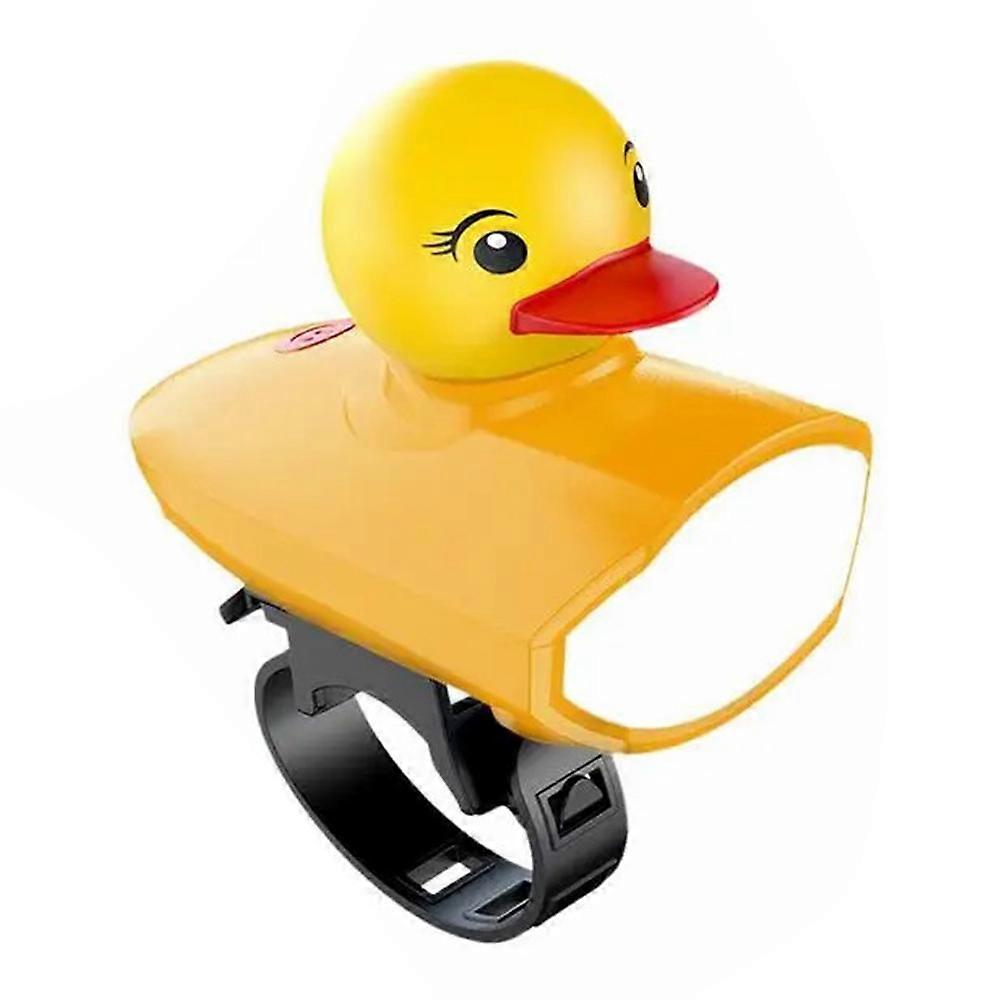 Cute Cartoon Duck Bike Bell with 3 Modes Rechargeable LED Headlight Bicycle Warning Alarm - Yellow