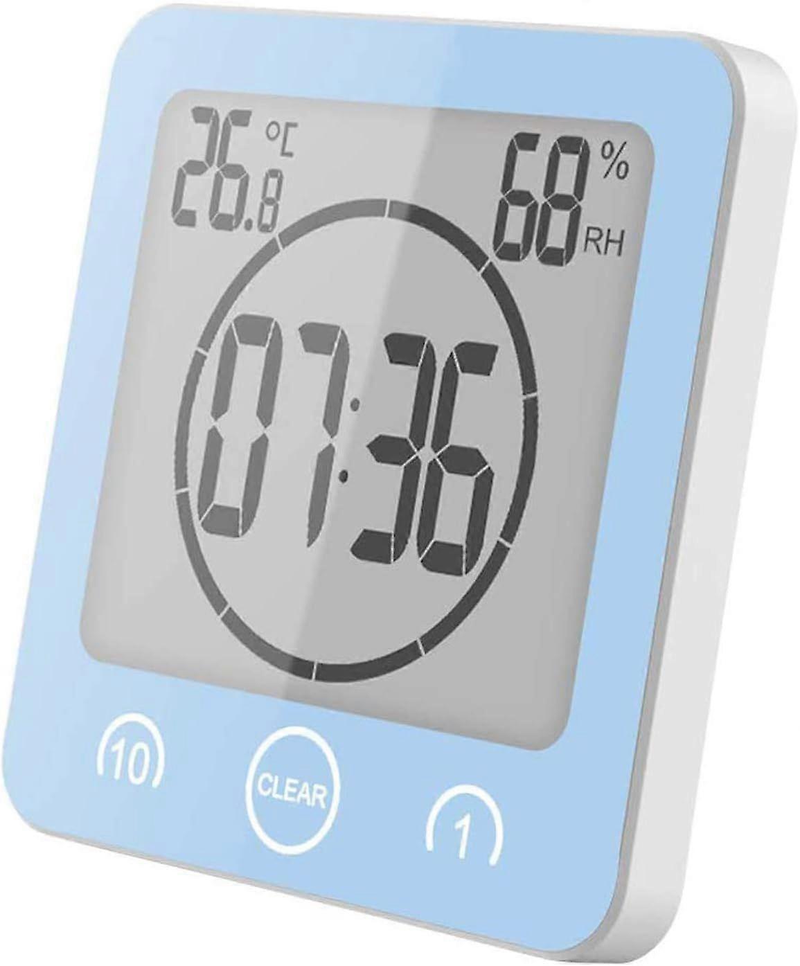 Digital Bathroom Shower Wall Clock Timer with Alarm with Big LCD Display, Waterproof for Water Spray, Humidity Temperature Display, Wall Clock Timer f