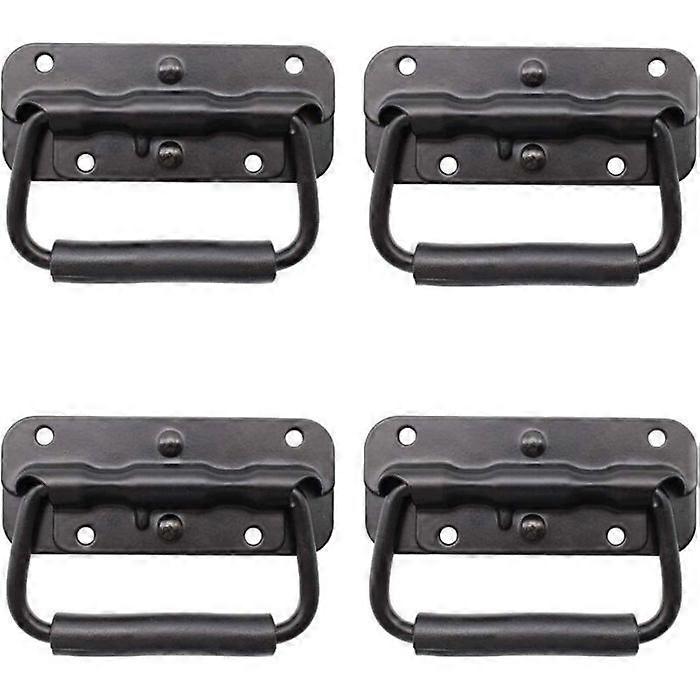 4 Pieces Box Handle, Metal Folding Handle, Black Box Handle, Spring Box Handle, Replacement Handle for