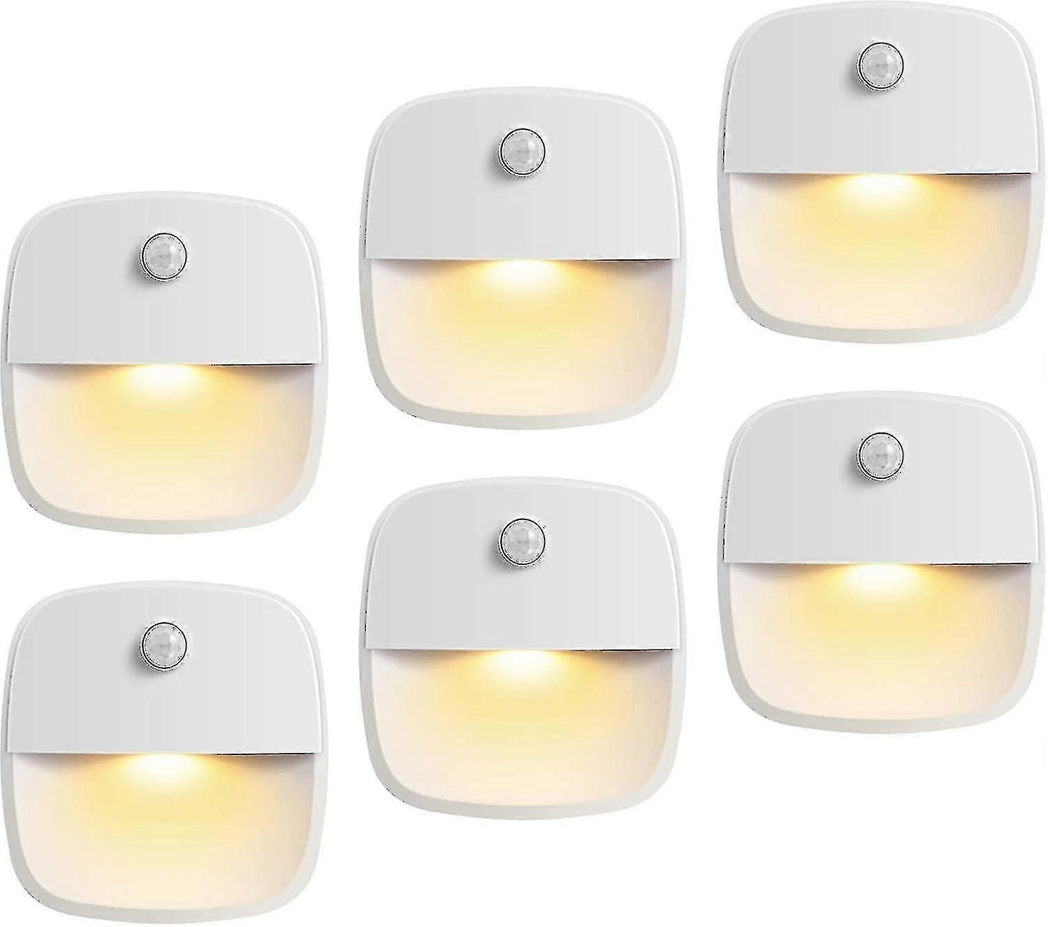 Motion Sensor Light, Cordless Battery-powered Led Night Light, Wall Light, Closet Lights, Safe Lights For Stairs, Hallway, (warm White - Pack Of 6)
