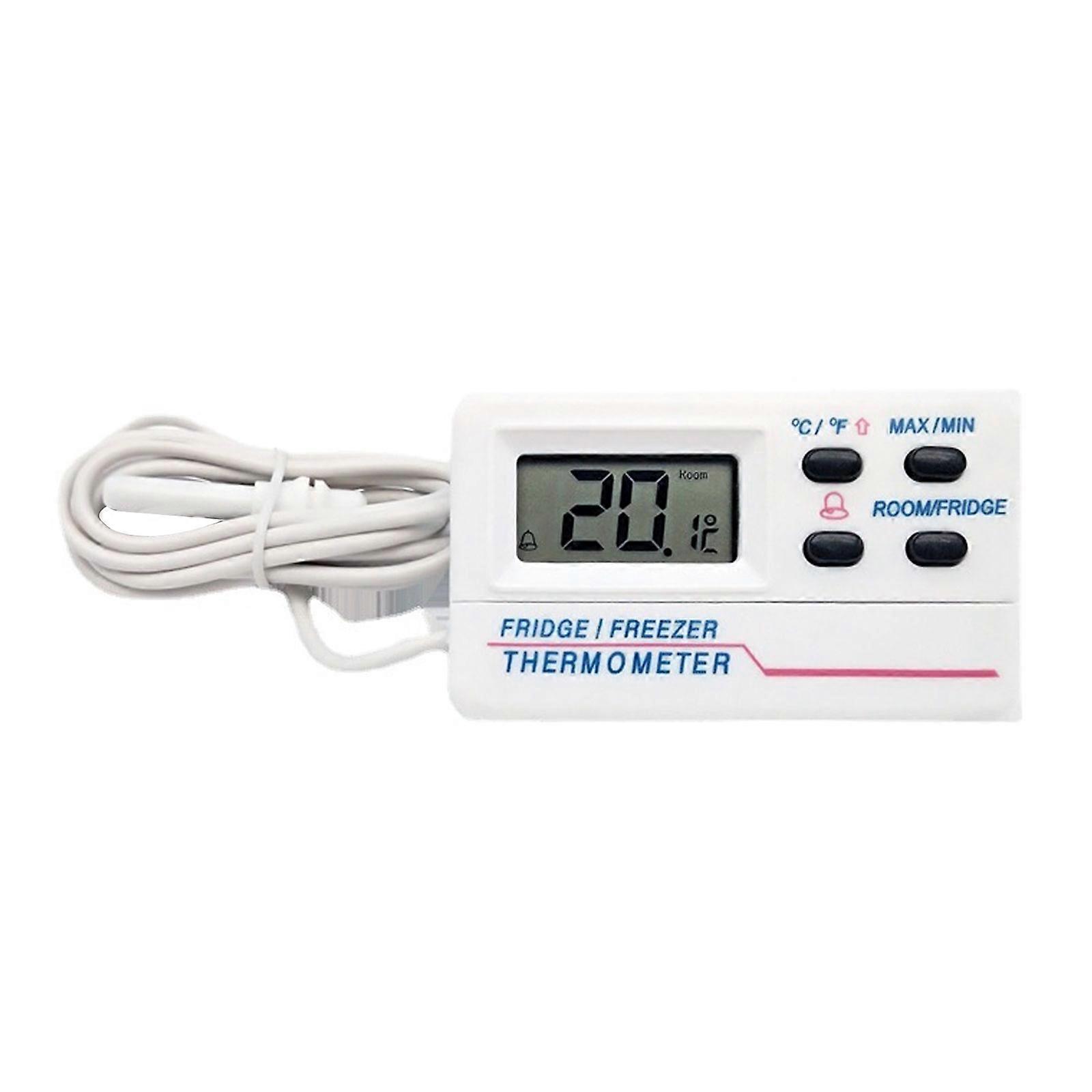 LCD Fridge Freezer Thermometer Digital Refrigerator Thermometer with 2 Sensor & Alarm Indoor Outdoor Temperature Gauge