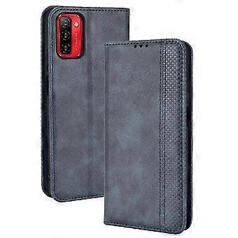 For Ulefone Note 12P Magnetic Buckle Retro Pattern Leather Case Blue