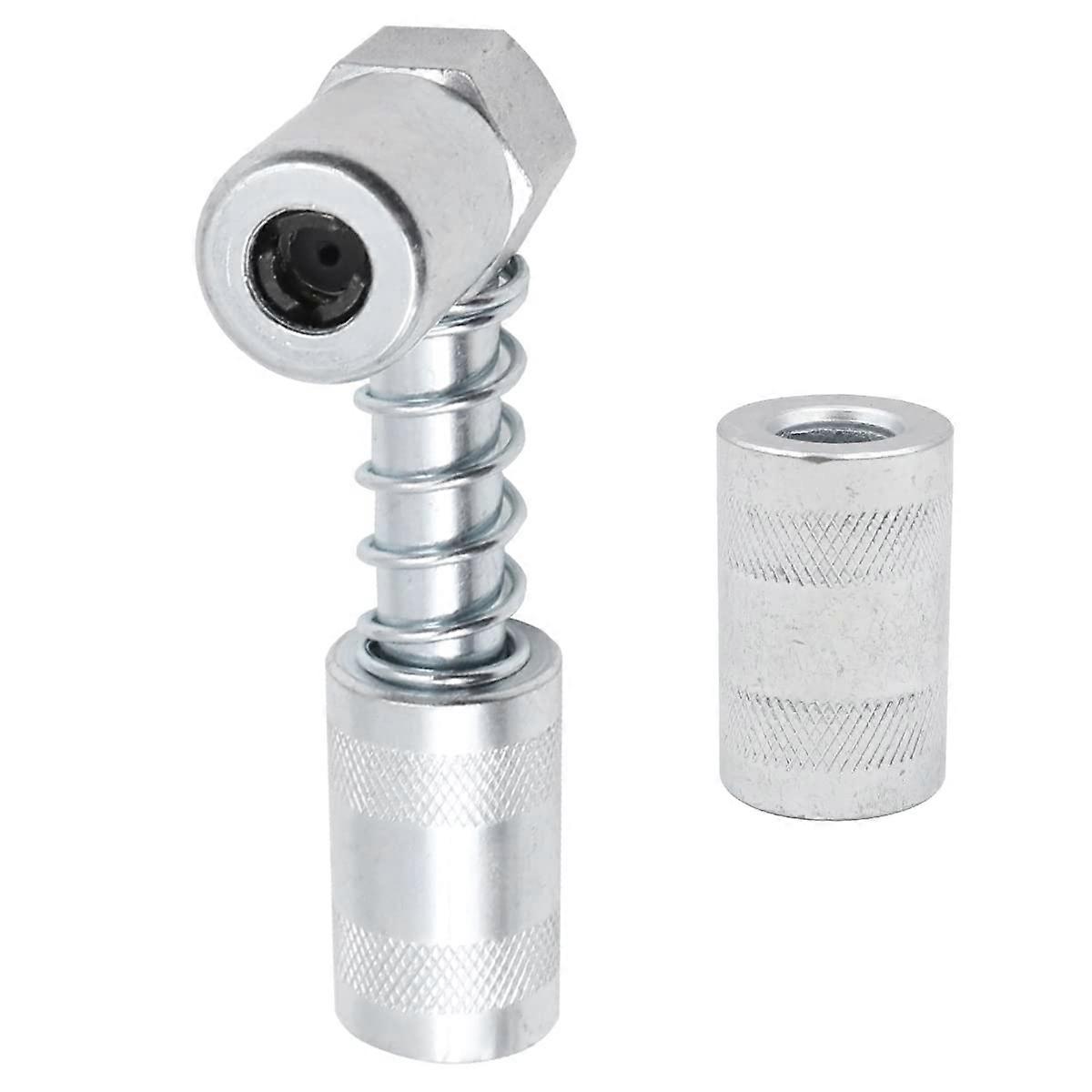 90 Degree Grease Coupler - Silver 3 Jaw Coupler Adapter - Grease Fitting Tool with Sleeves for Car, Farm Truck or Industrial Use (2 Pcs)