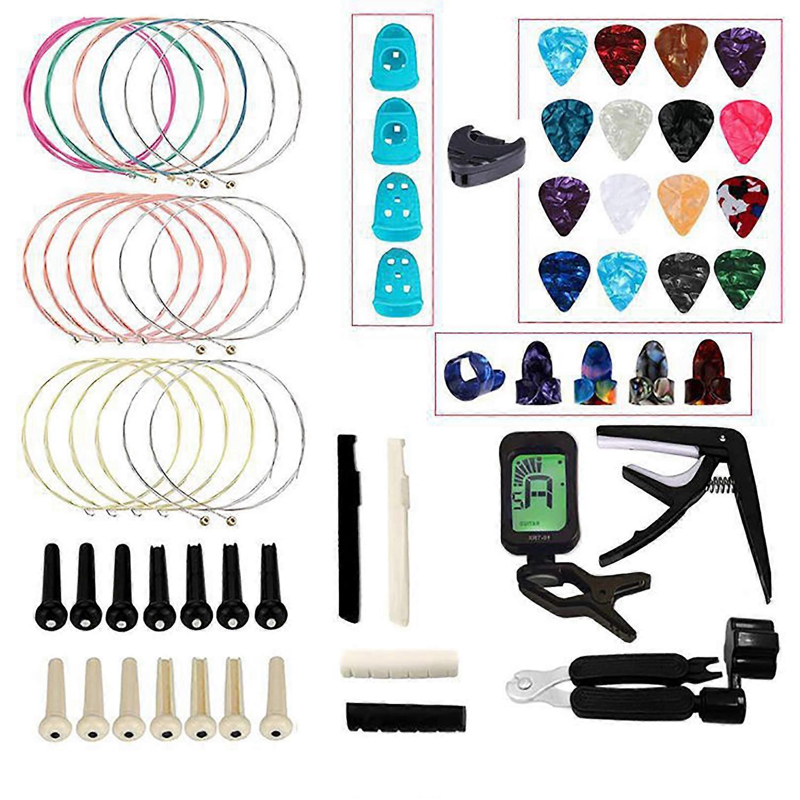 65 PCS Guitar Accessories Kit Including Strings, Picks, Capo, Thumb Picks, String Winder Ref: 7551