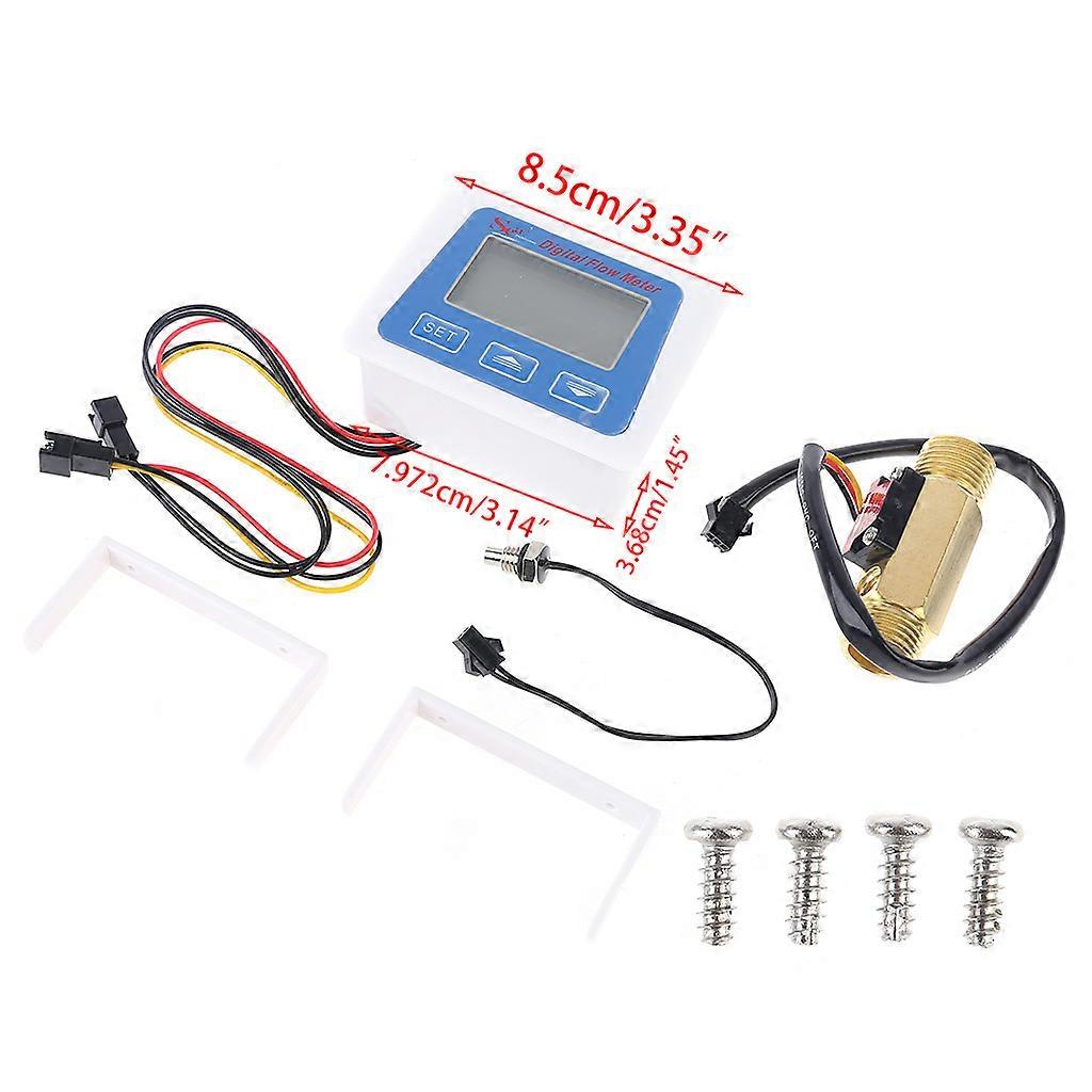 G1/2" Flow Water Sensor Meter+Digital LCD Display Quantitative Control 1-30L/min