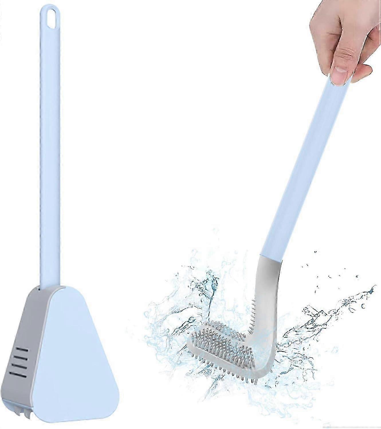 فرشاة مرحاض بمقبض طويل ، فرشاة مرحاض سيليكون للجولف ، فرشاة مرحاض مع حامل ، فرشاة مرحاض الحمام ومجموعة حامل (أزرق)