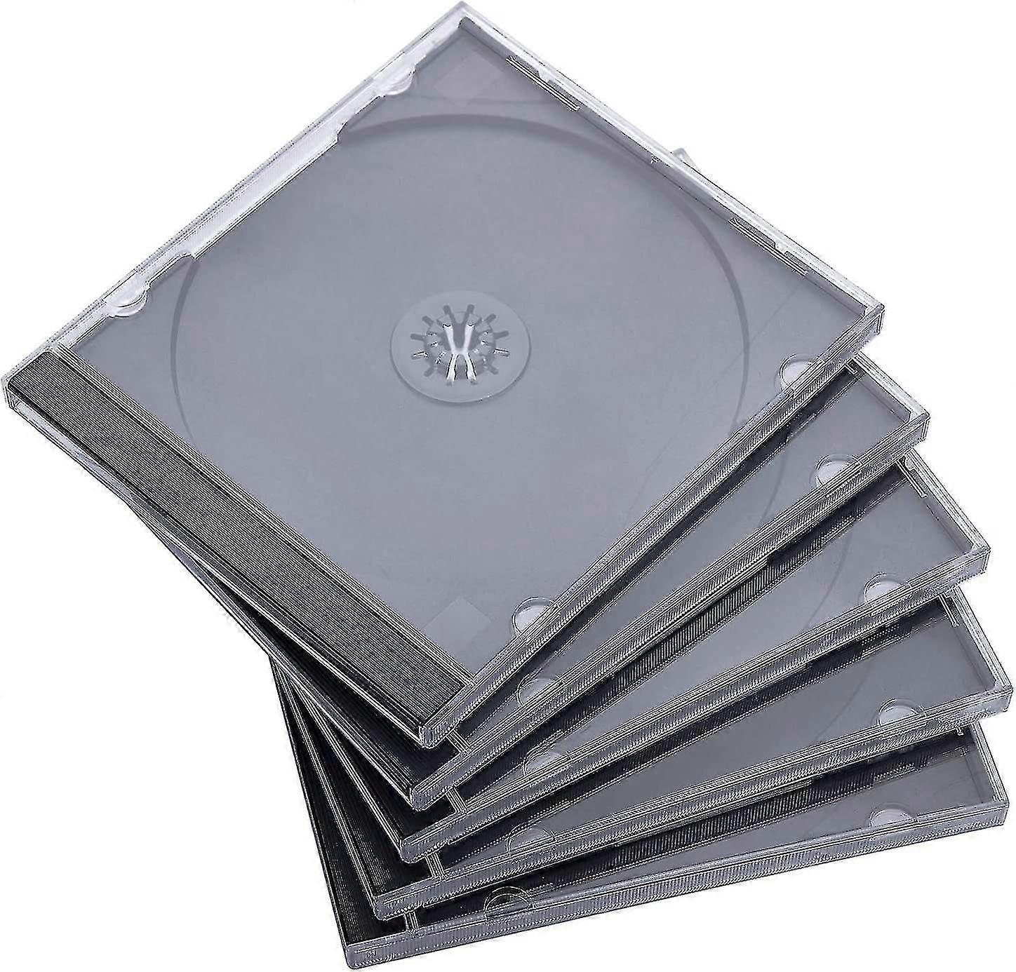 25 Pack Standard Single Clear Cd Case With Assembled Black Tray