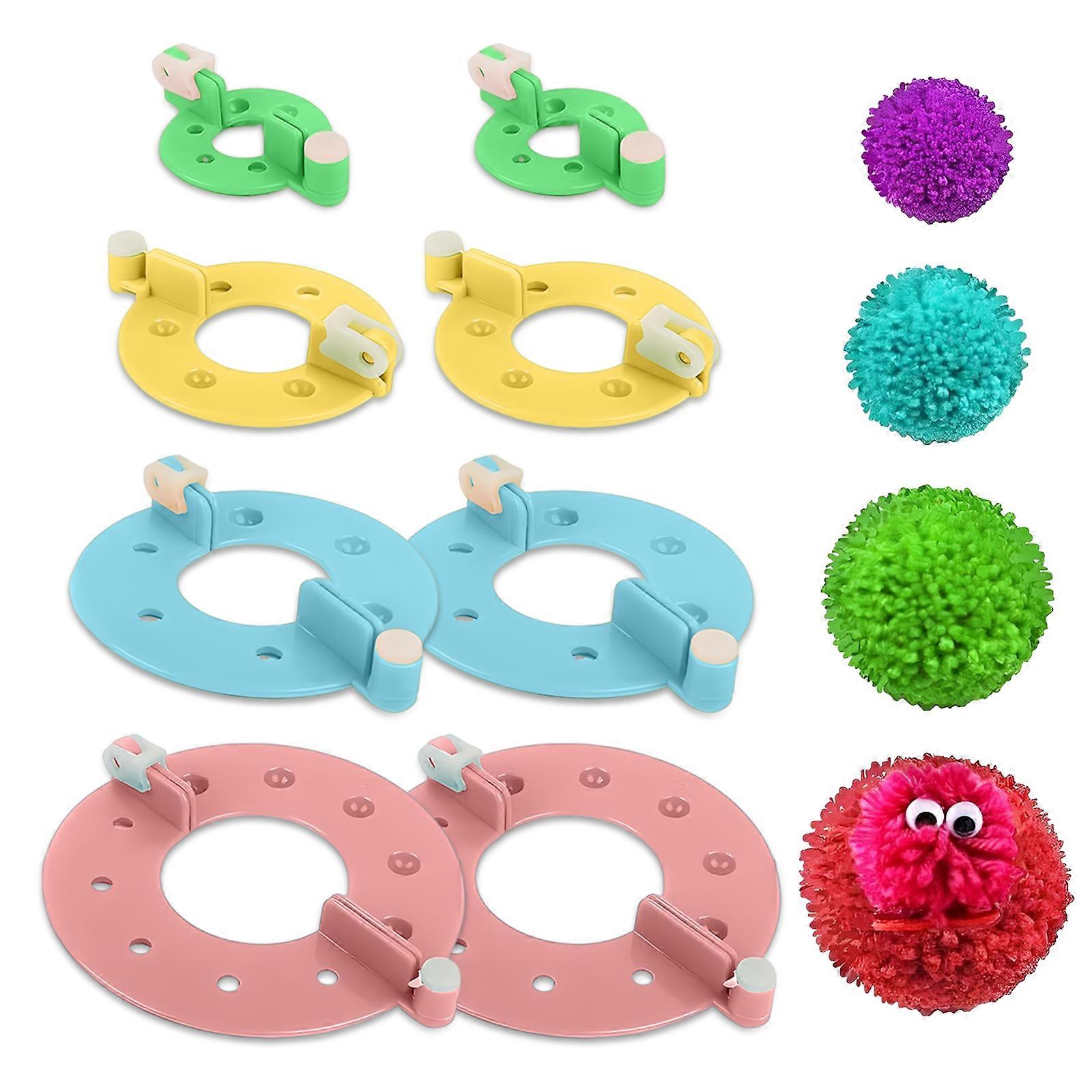 8 Pcs Pompom Makers 4 Sizes Fluff Ball Bobble Maker Kit Wool Ball Maker Knitted Tools Set Fluff Ball Weaver for Kids Adults DIY Making Pompoms   