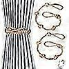 2 Pack Jute Boho Curtain Tiebacks Rope - Handmade Retro Curtain Rope Tie Back Decorative Curtain Holdbacks with Ball