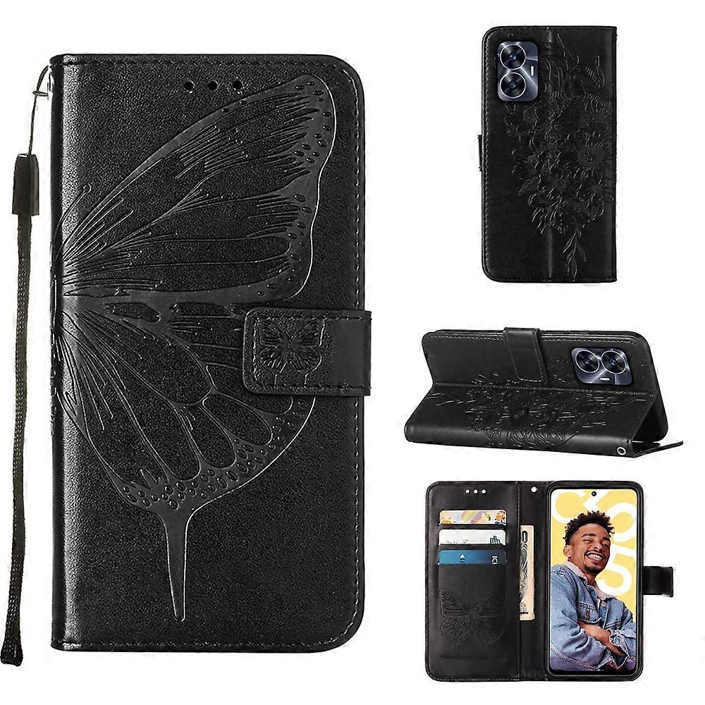 For Realme C55 Embossed Butterfly Leather Phone Case