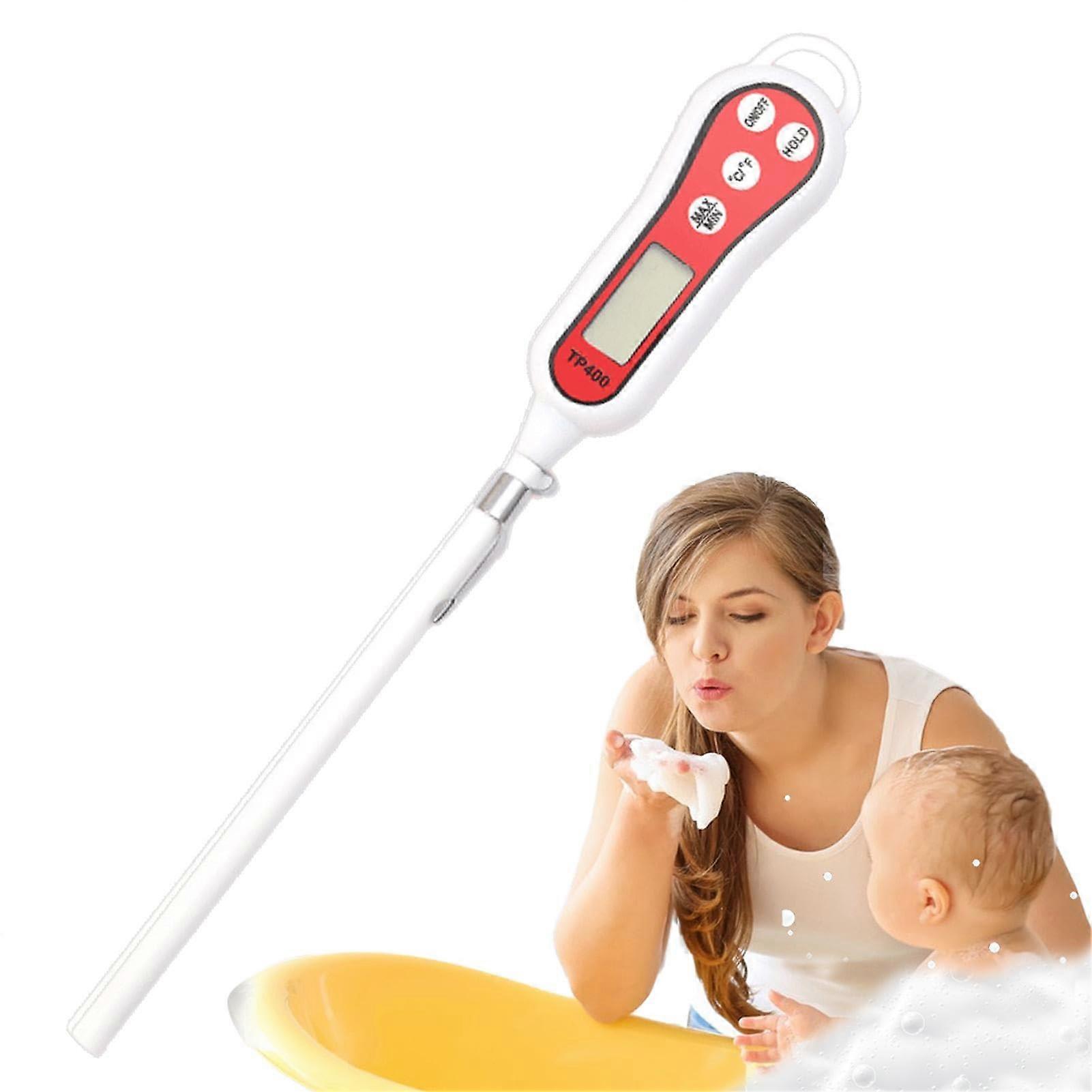 Meat Thermometer, Digital Food Temperature Probe with Backlit Display, Instant Read, Versatile Cooking Thermometer in Red