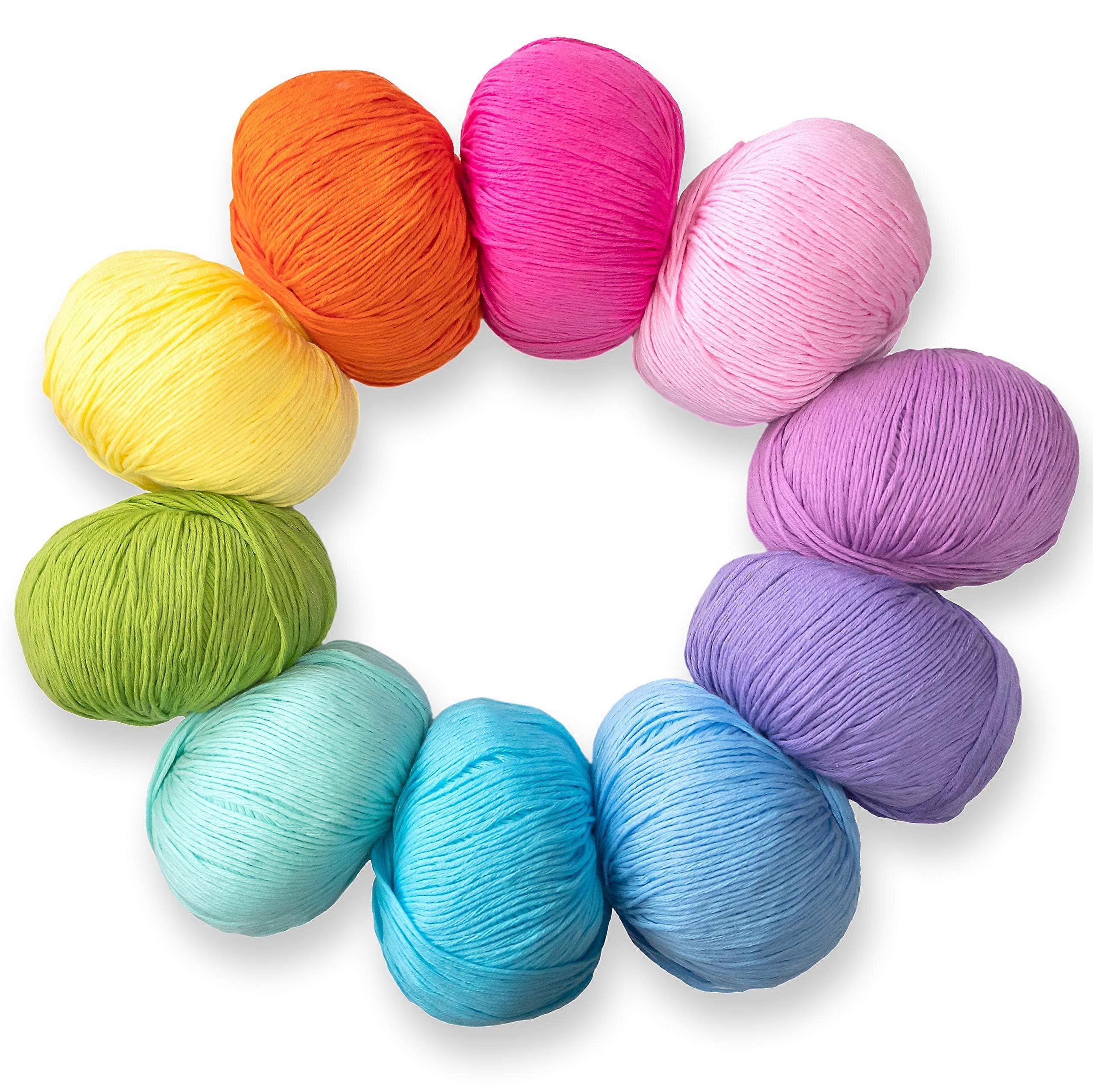 Studio Sam Pure Cotton Yarn Set for Knitting and Crochet. Pack of 10 Ske, 1850 Yards. Great for Baby Blankets.