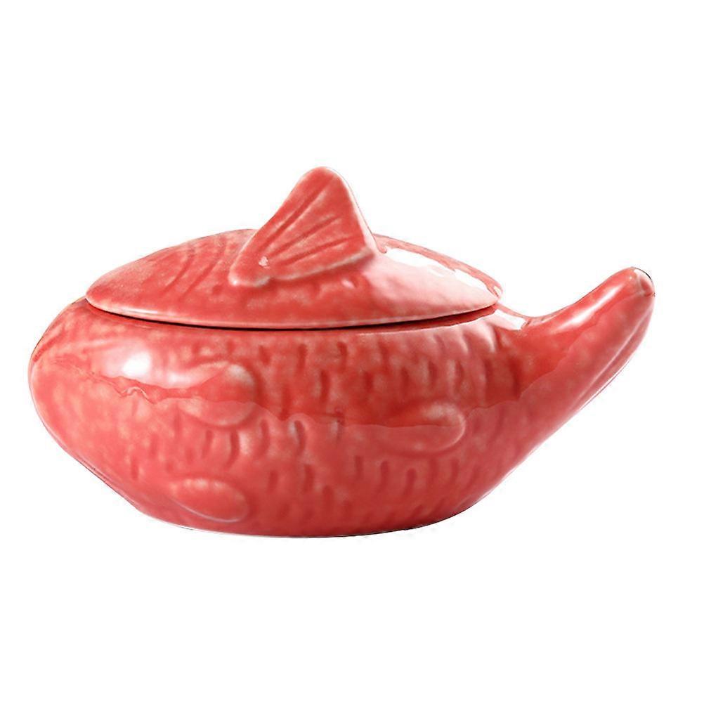 Fish Shaped Ceramic Sauce Bowl with Lid – Japanese Style Seasoning Container for Dipping Sauces, Snacks, and Tableware Use at Home or Restaurant