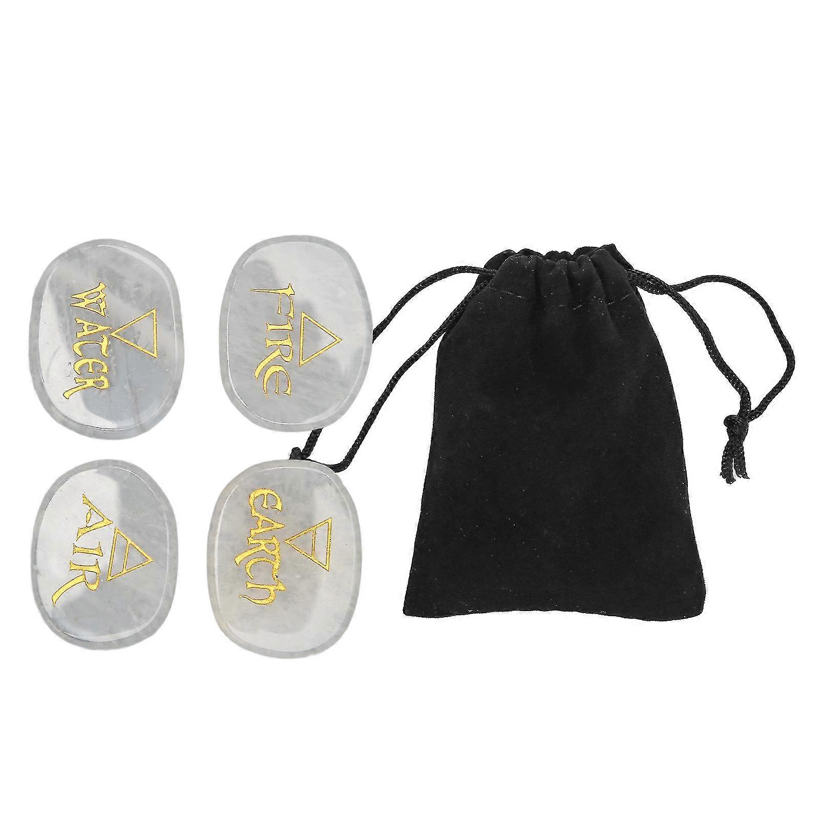 2025 Engraved Palm Stones Oval Portable Reiki Balancing Symbol Stones for Meditation Negative Energy Cleansing White