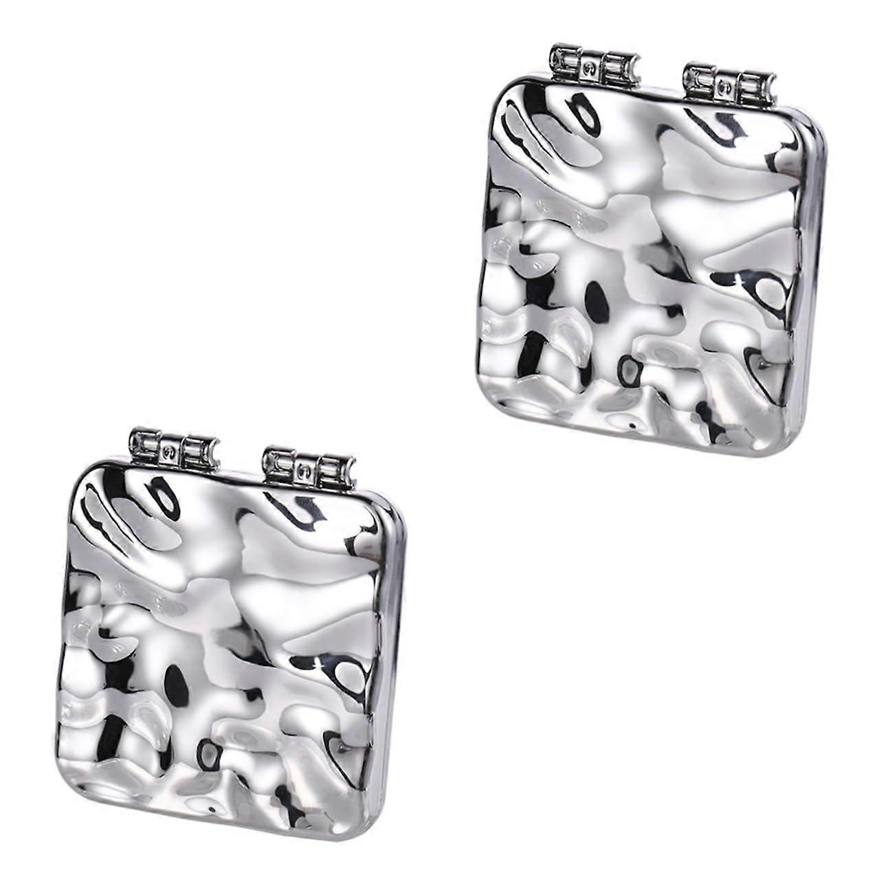 2 pieces magnifying makeup mirror portable doublesided foldable travel mirror lightweight small hand mirror for daily use ladies