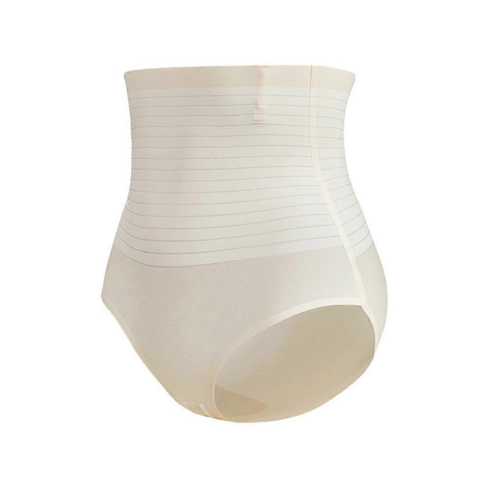 High Waist Underpants Full Coverage Underpants For Women Daily Wear Beige L Size Abdomen Compression 1Pack