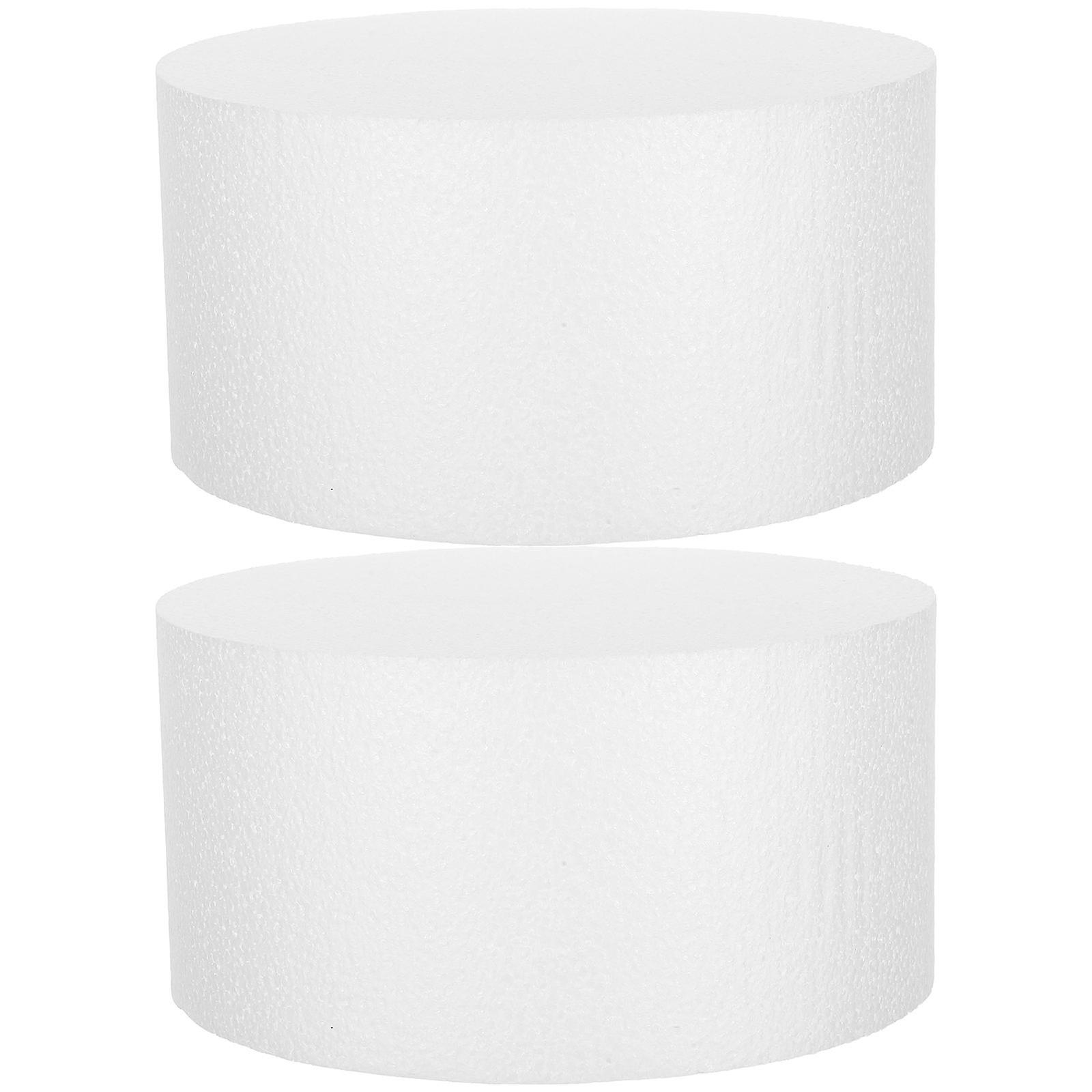 Crafts Foam Blocks Round Cake Dummy for Wedding Baking Classes White 8 Inch Polystyrene Foam 2Pcs