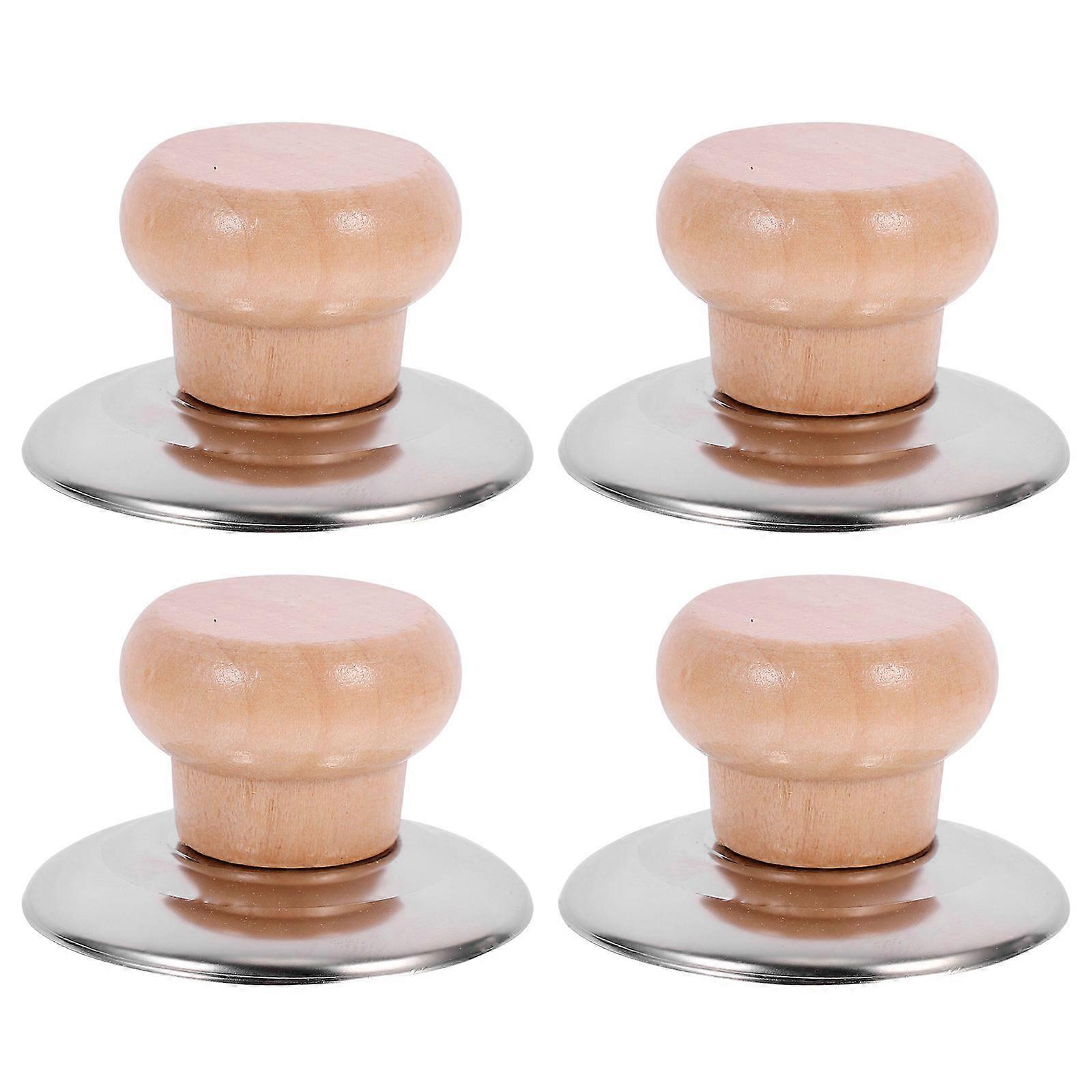 Wooden Pot Lid Handles Replacement Grip Accessories Set of 4 – Easy Install, Safe Design, Smooth Surface for Comfortable Use