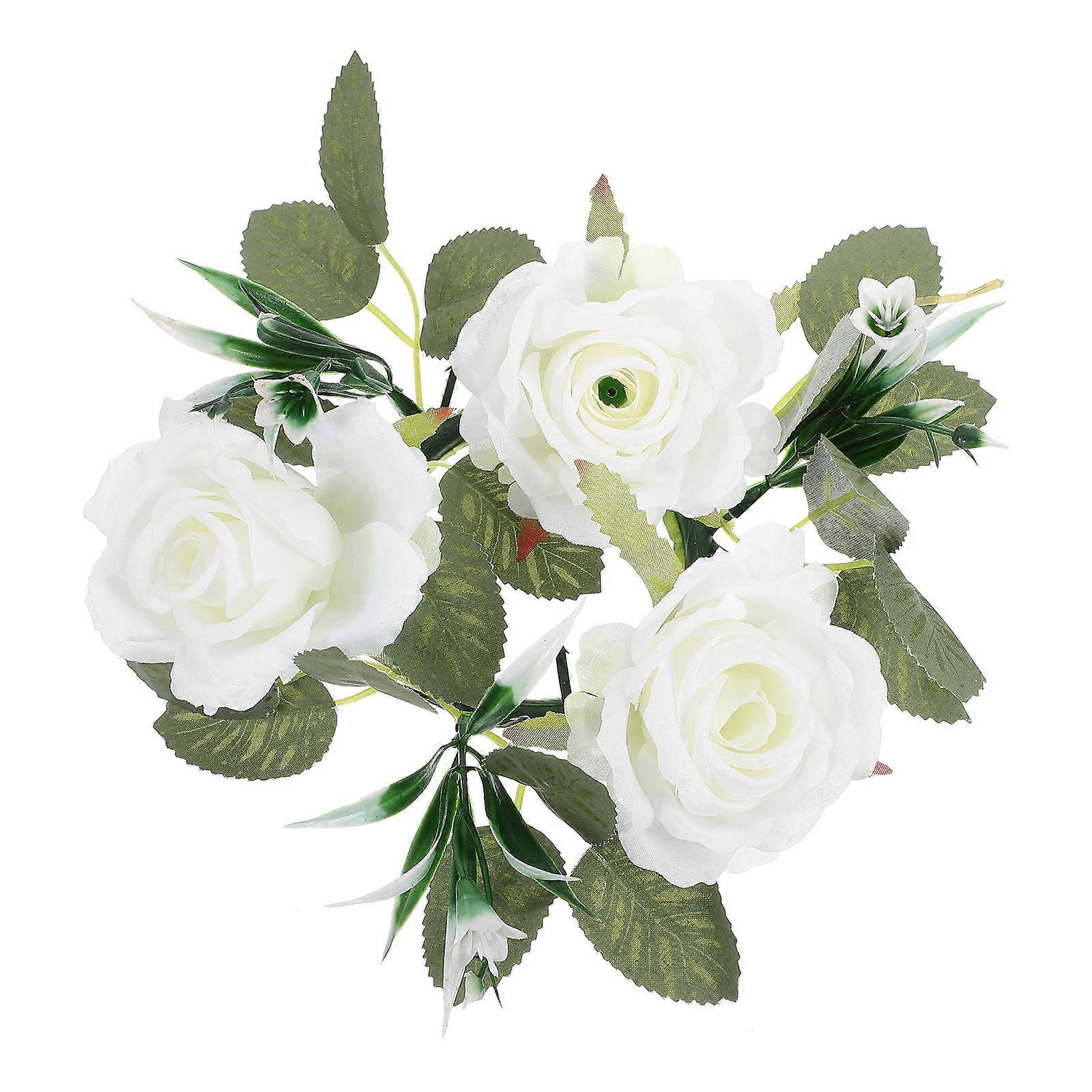 Dining Room Table Decor Artificial Leaf Rose Candle Ring Dinner Table Candles Wreath Wedding Layout Props Plastic 1Set