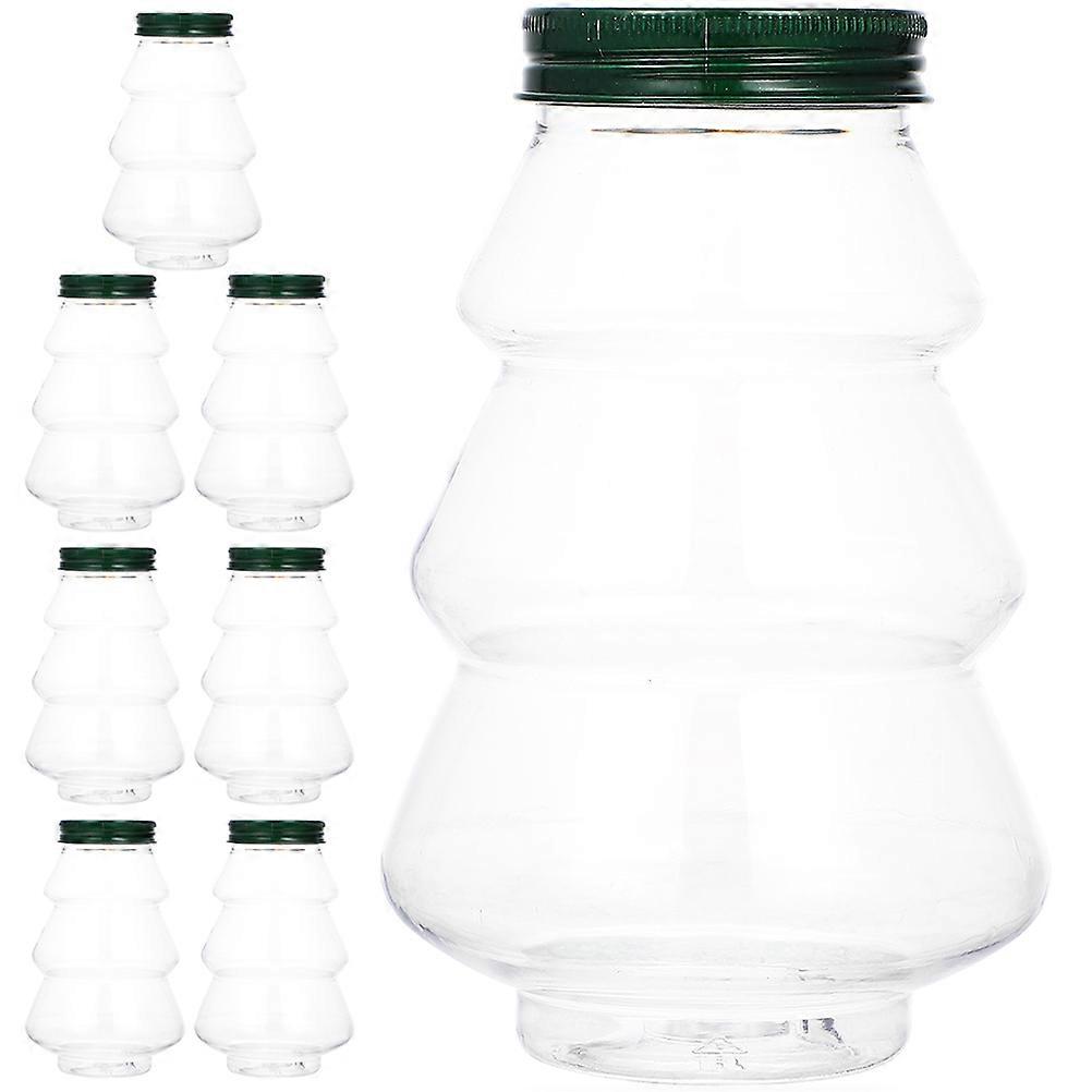 Christmas Tree Shaped Juice Bottles Practical Design Home Use Transparent 500ml Leak-Proof Lid 8Pcs