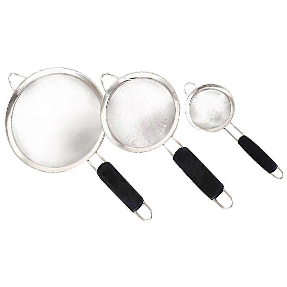 Portable Flour Sifter Handheld Strainer Stainless Steel Baking 3Pcs